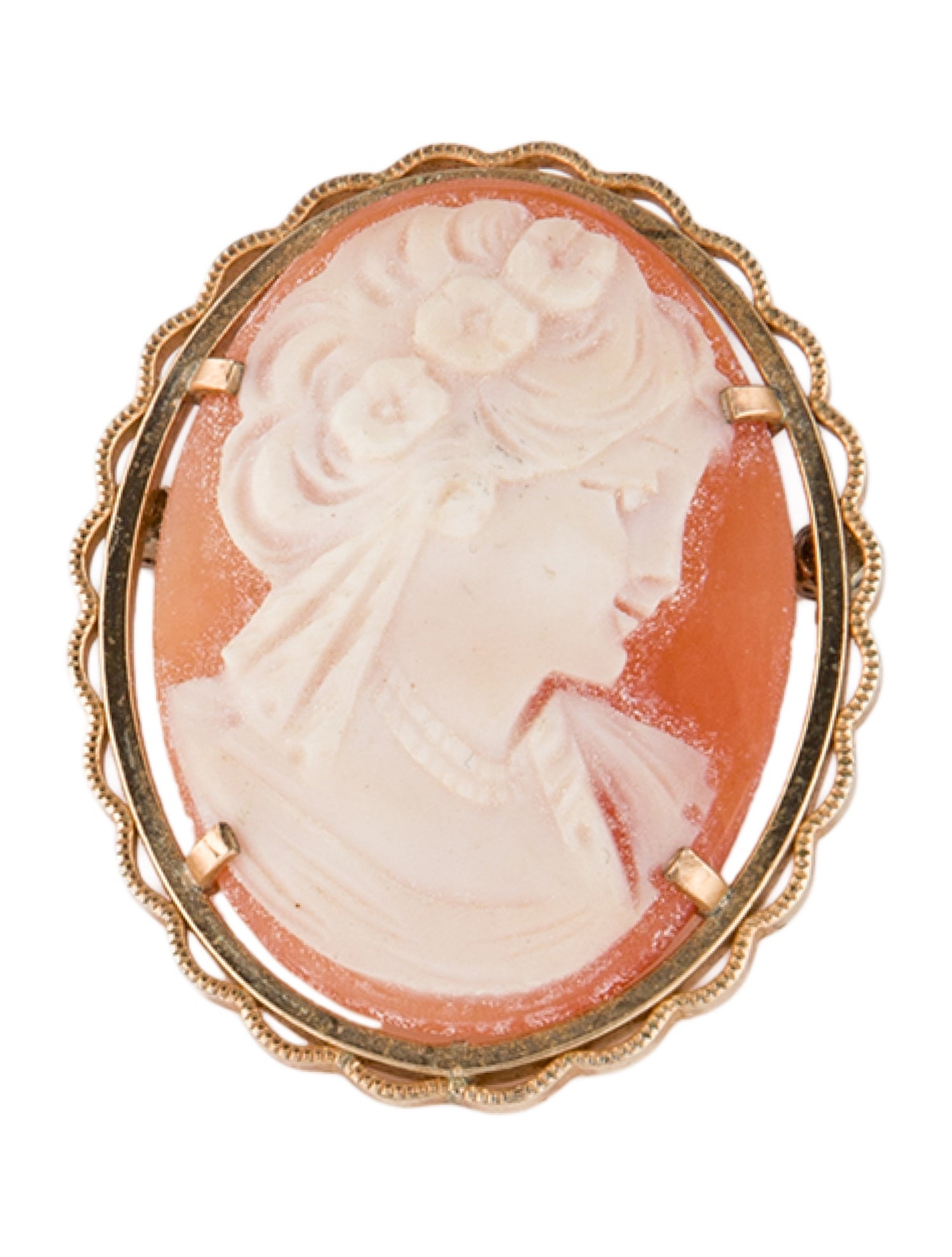 Brooch 14K Shell Cameo