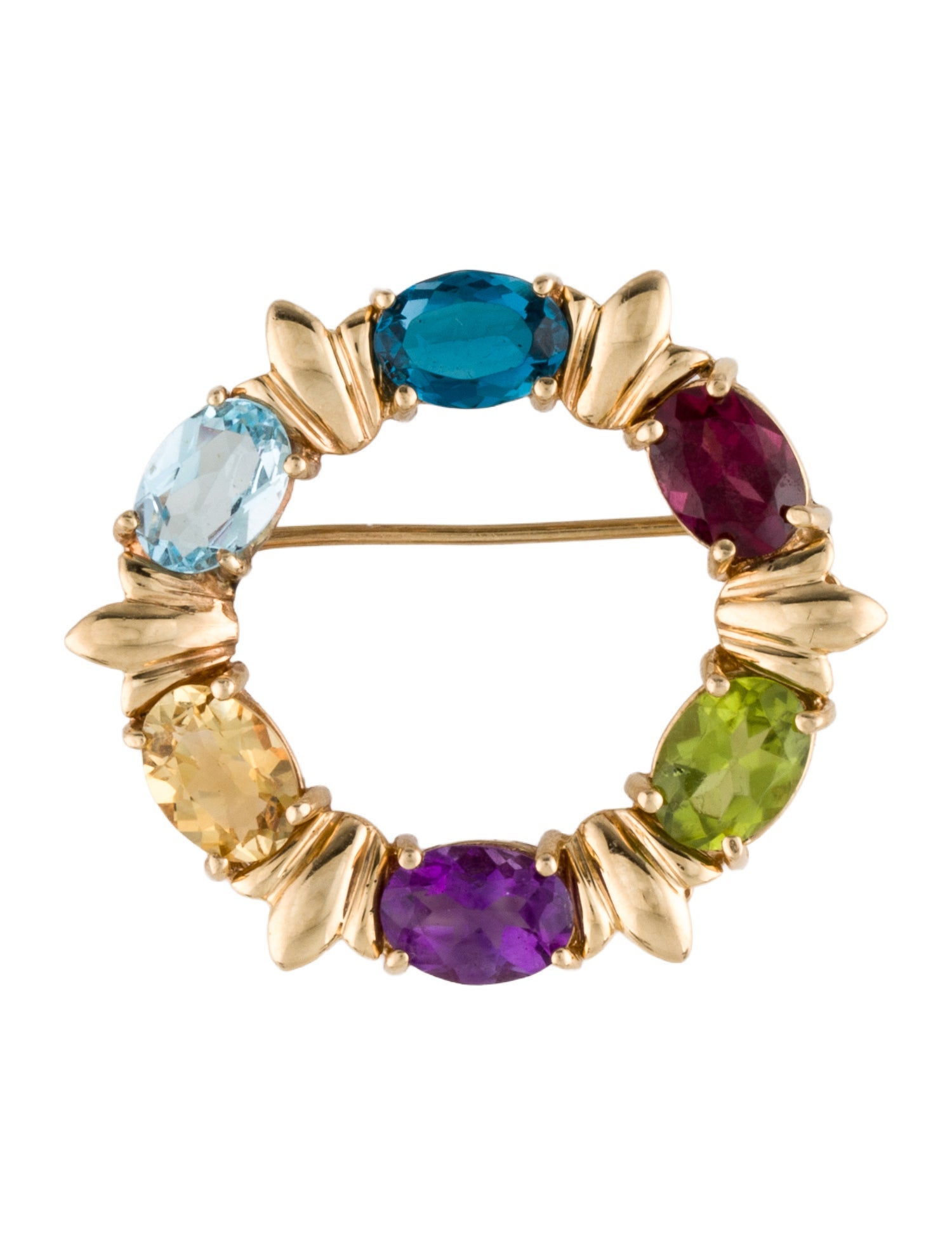 Brooch 14K Multistone Circle