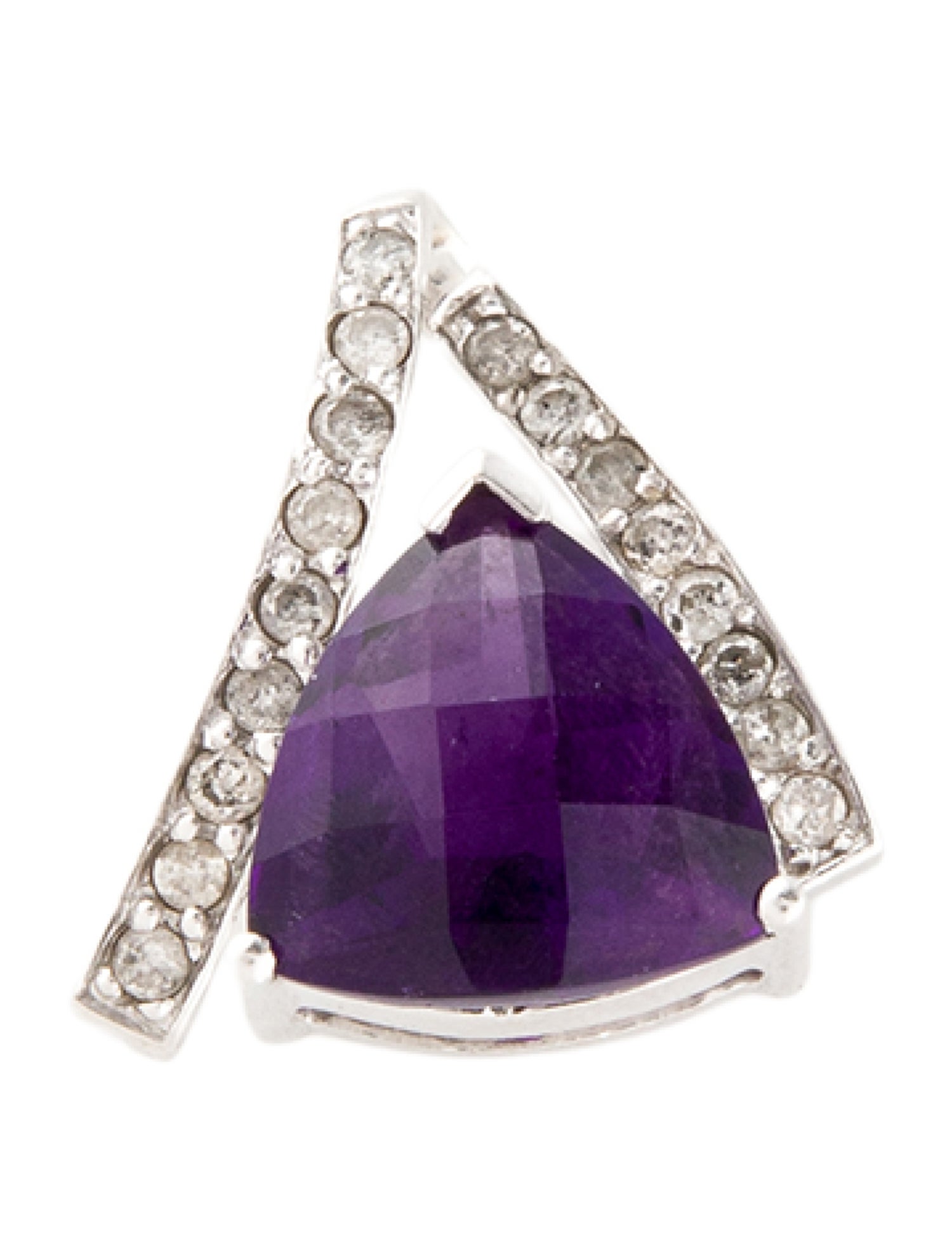 Brooch 14K Amethyst and Diamond Pendant