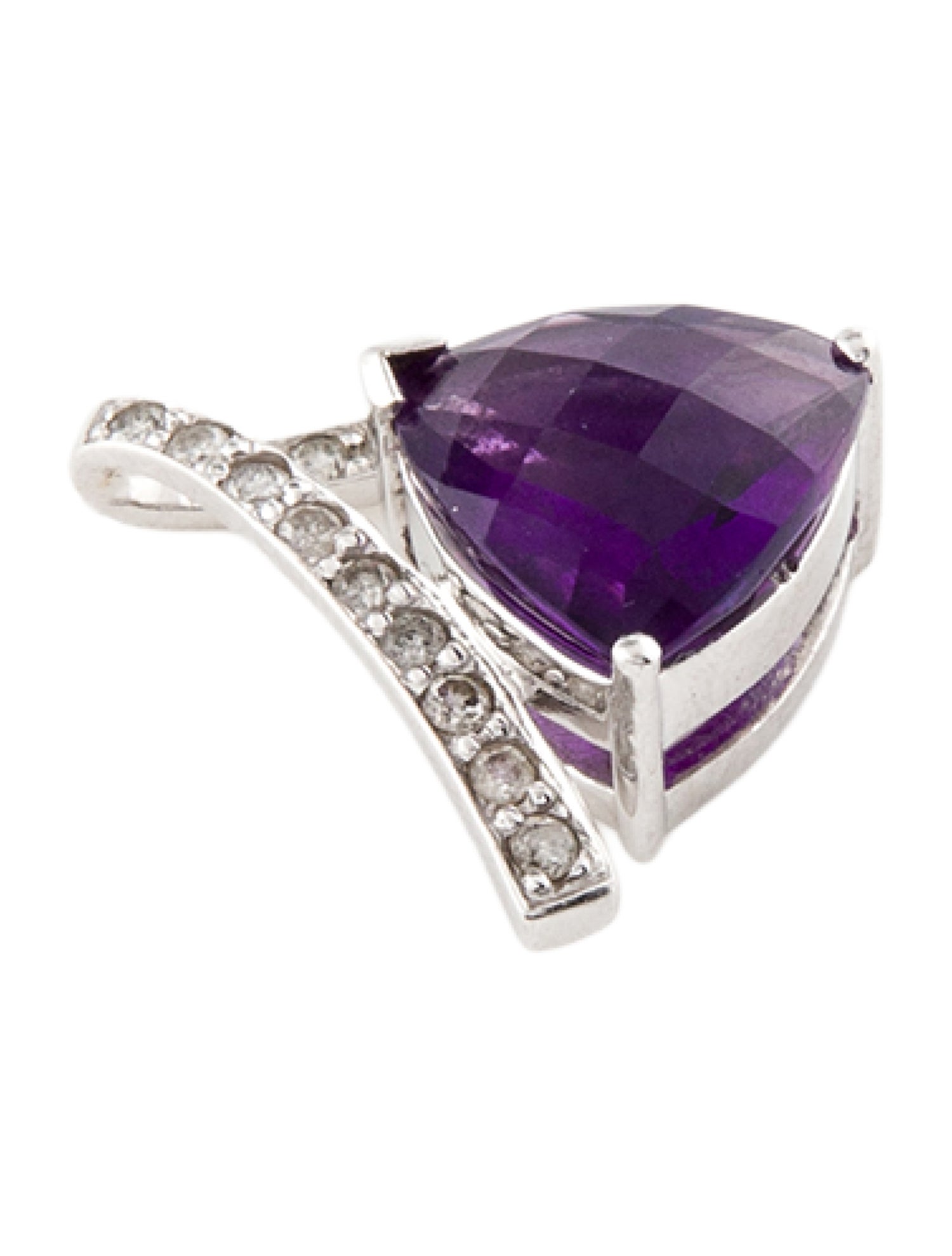 Brooch 14K Amethyst and Diamond Pendant