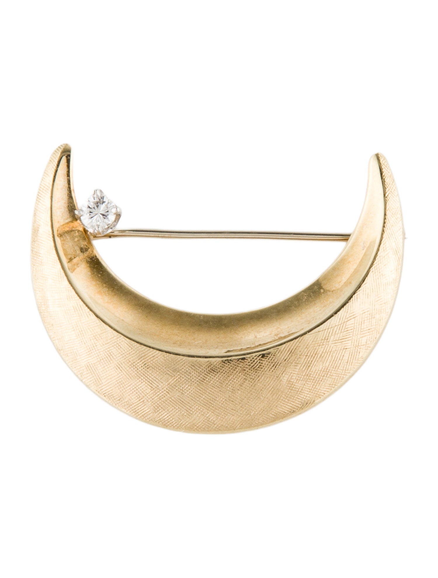 Brooch 14K Diamond Crescent Moon