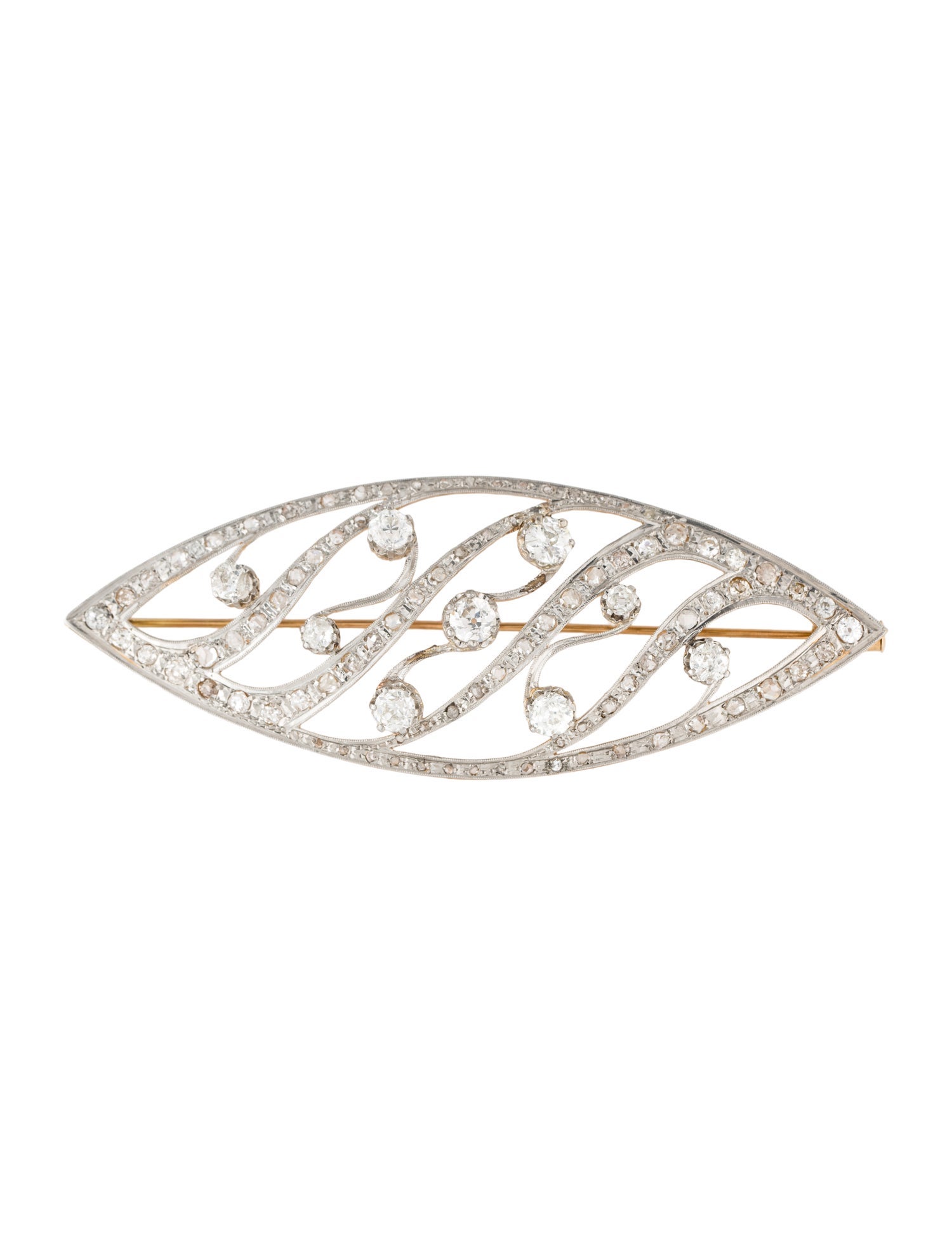 Brooch Antique 14K Diamond Pin