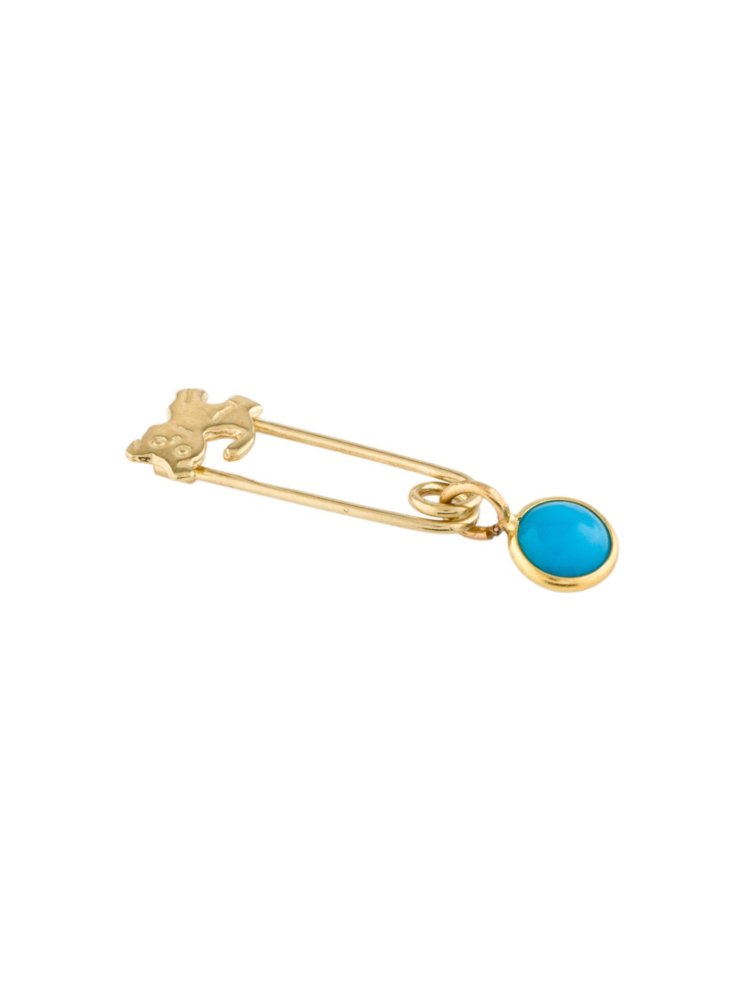 Brooch 18K Turquoise Animal Safety Pin
