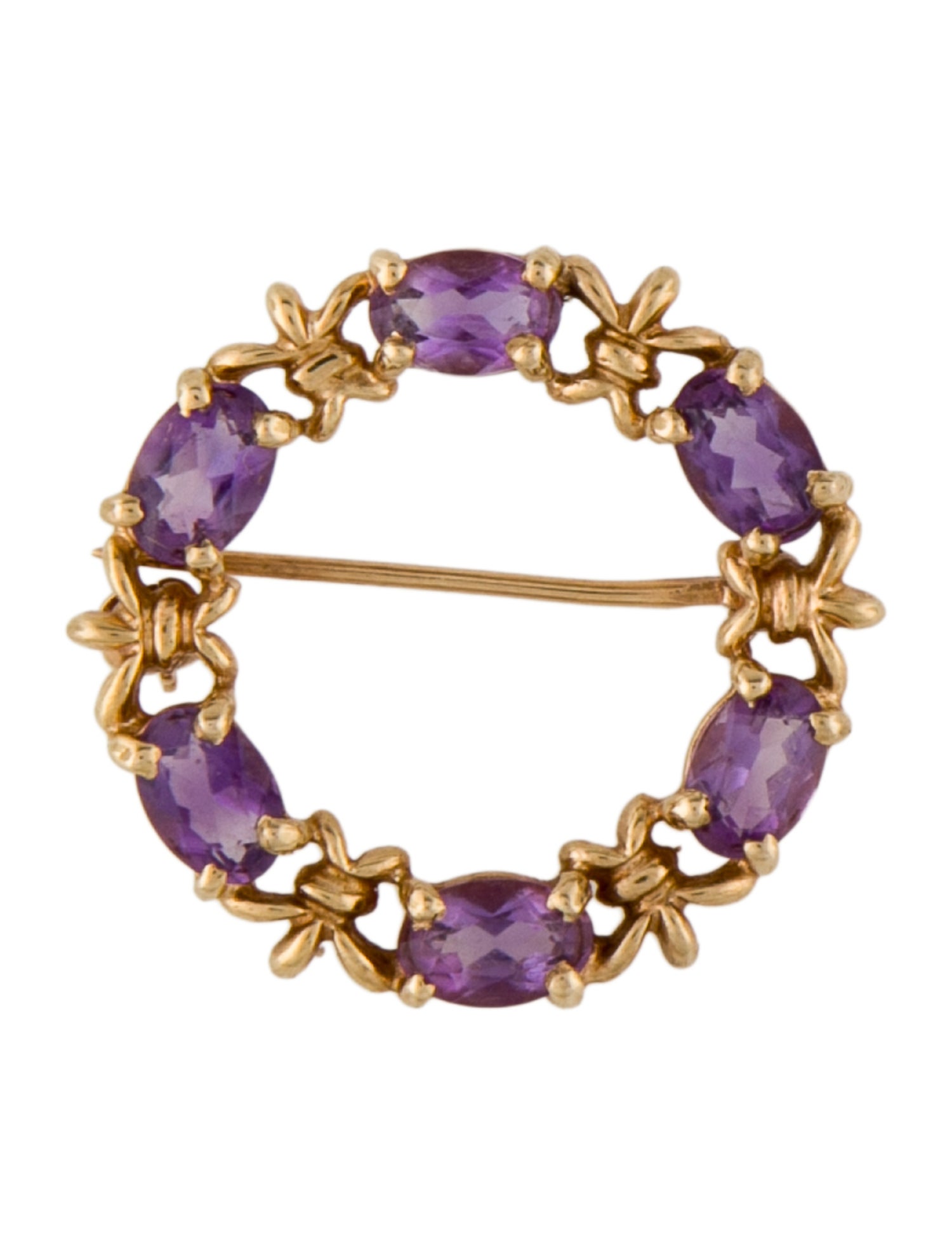 Brooch 14K 1.82ctw Amethyst Circle Pin