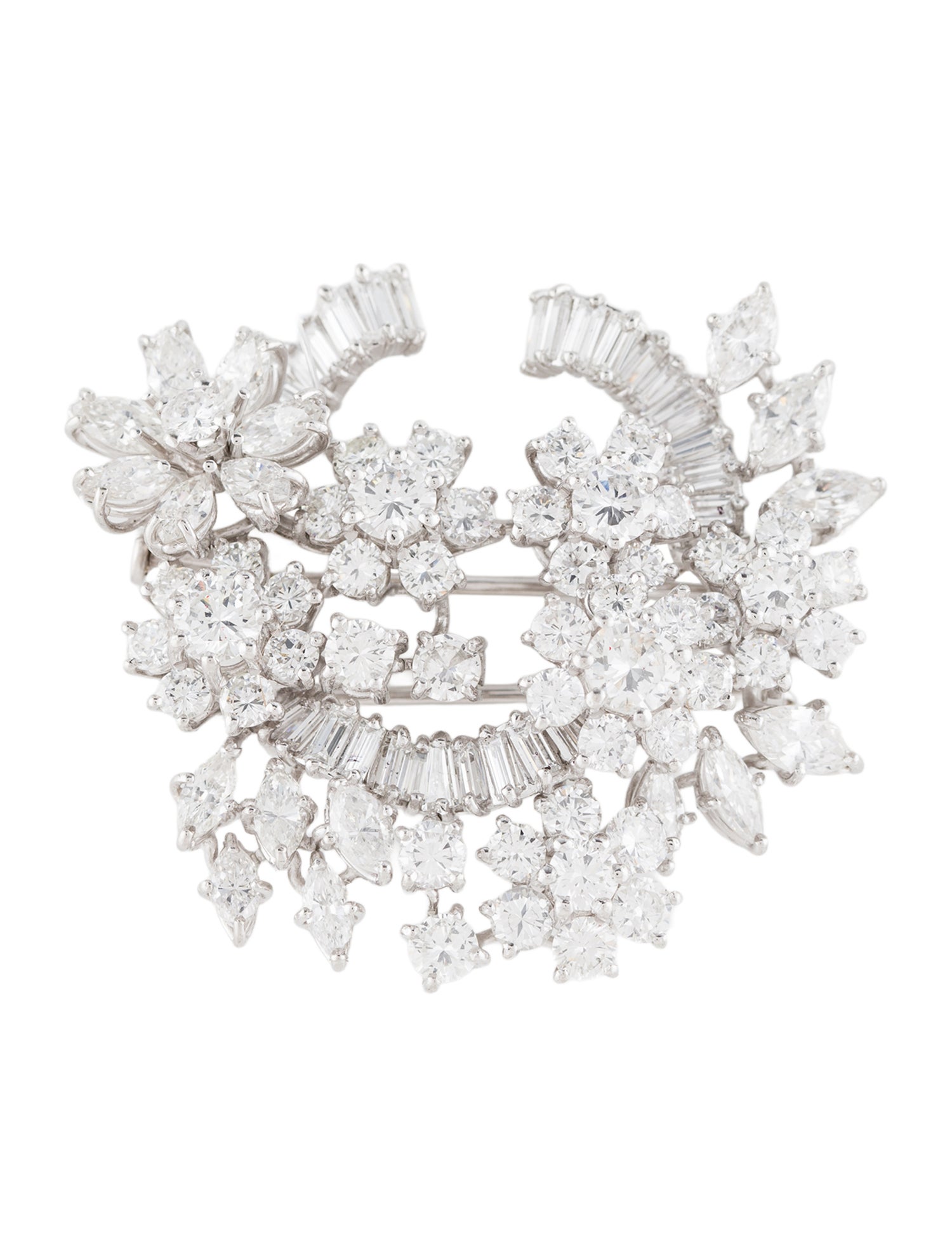 Brooch 18K Diamond Floral Pin Brooch
