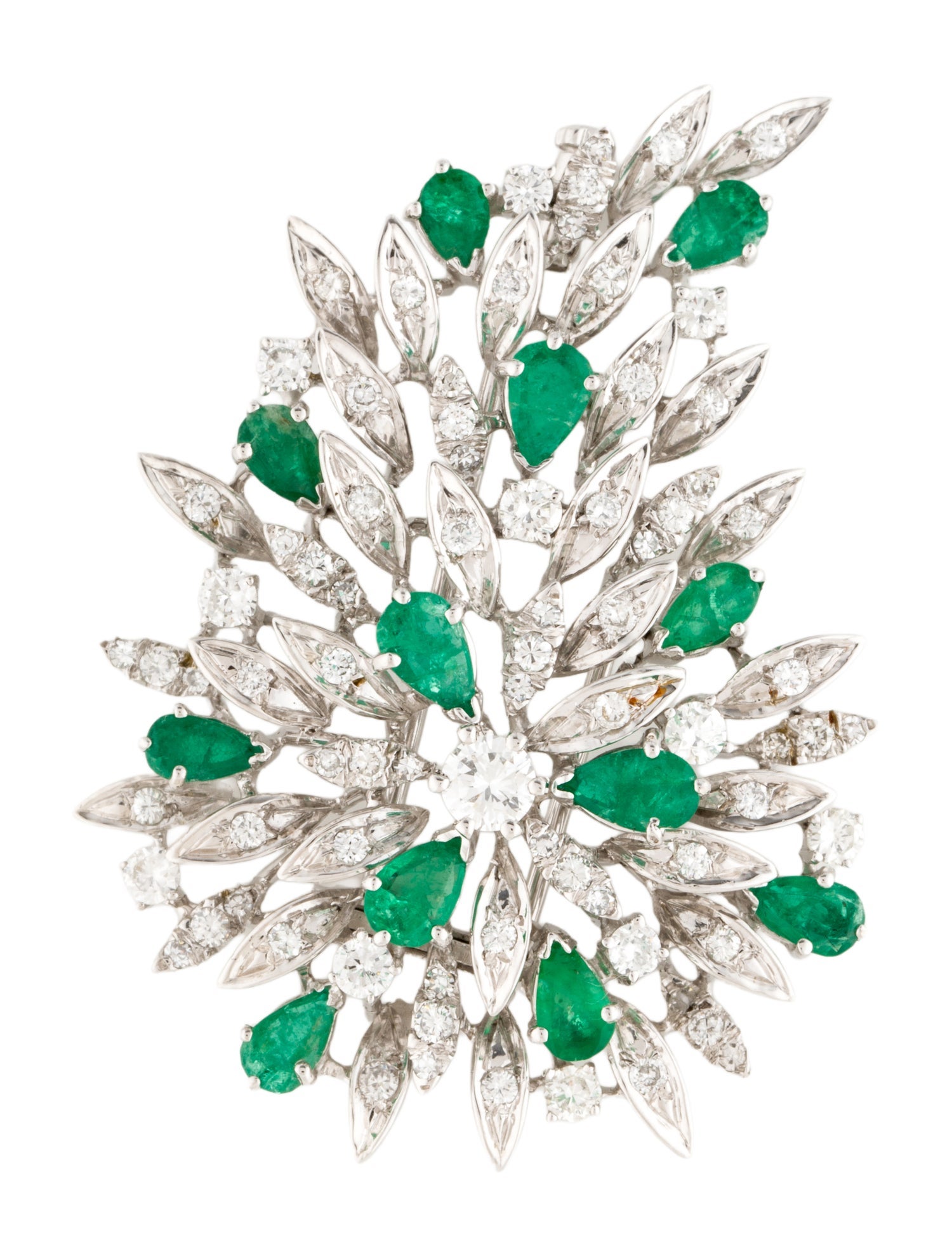 Brooch 18K 3.86ctw Emerald & Diamond Brooch
