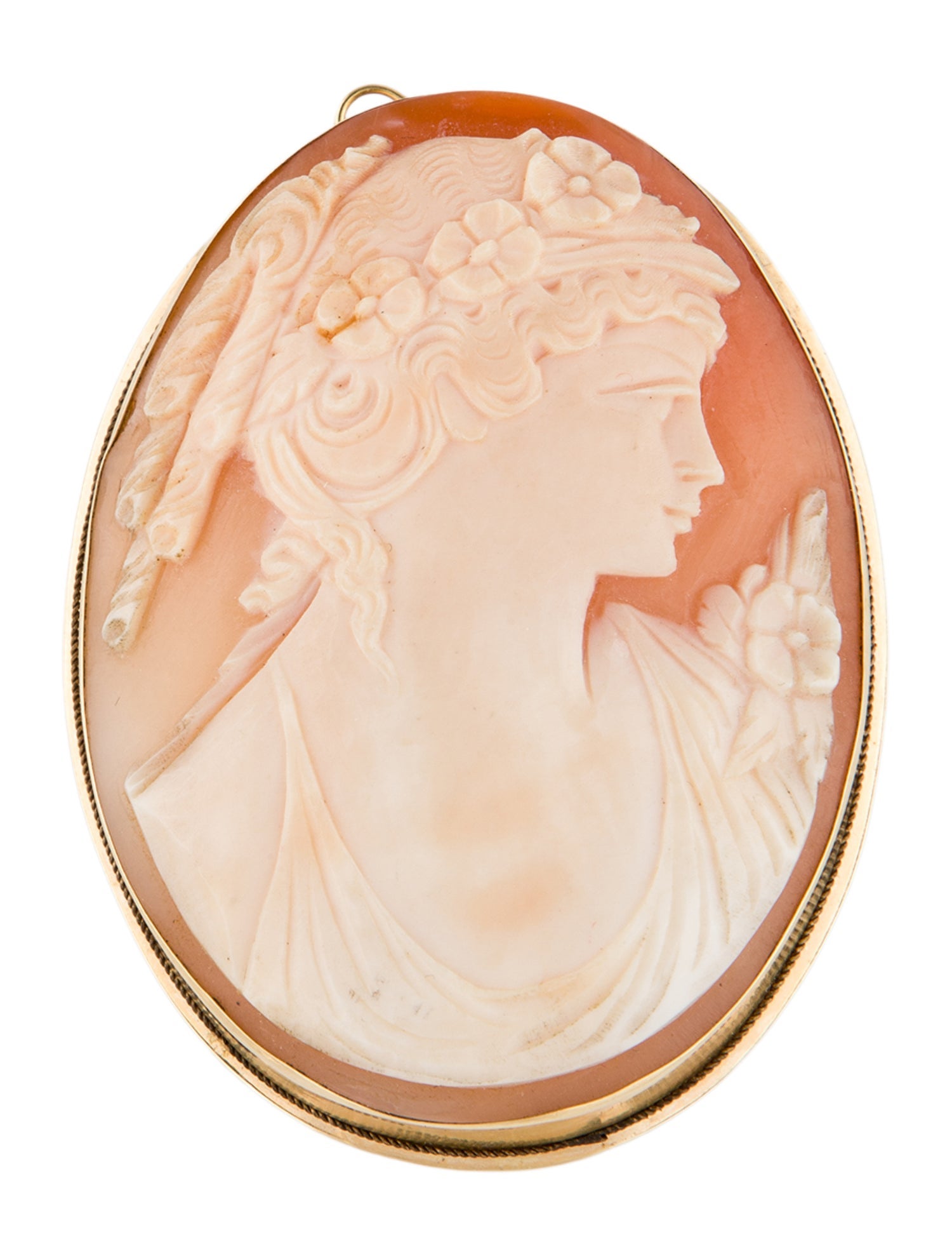 Brooch 18K Shell Cameo Pendant
