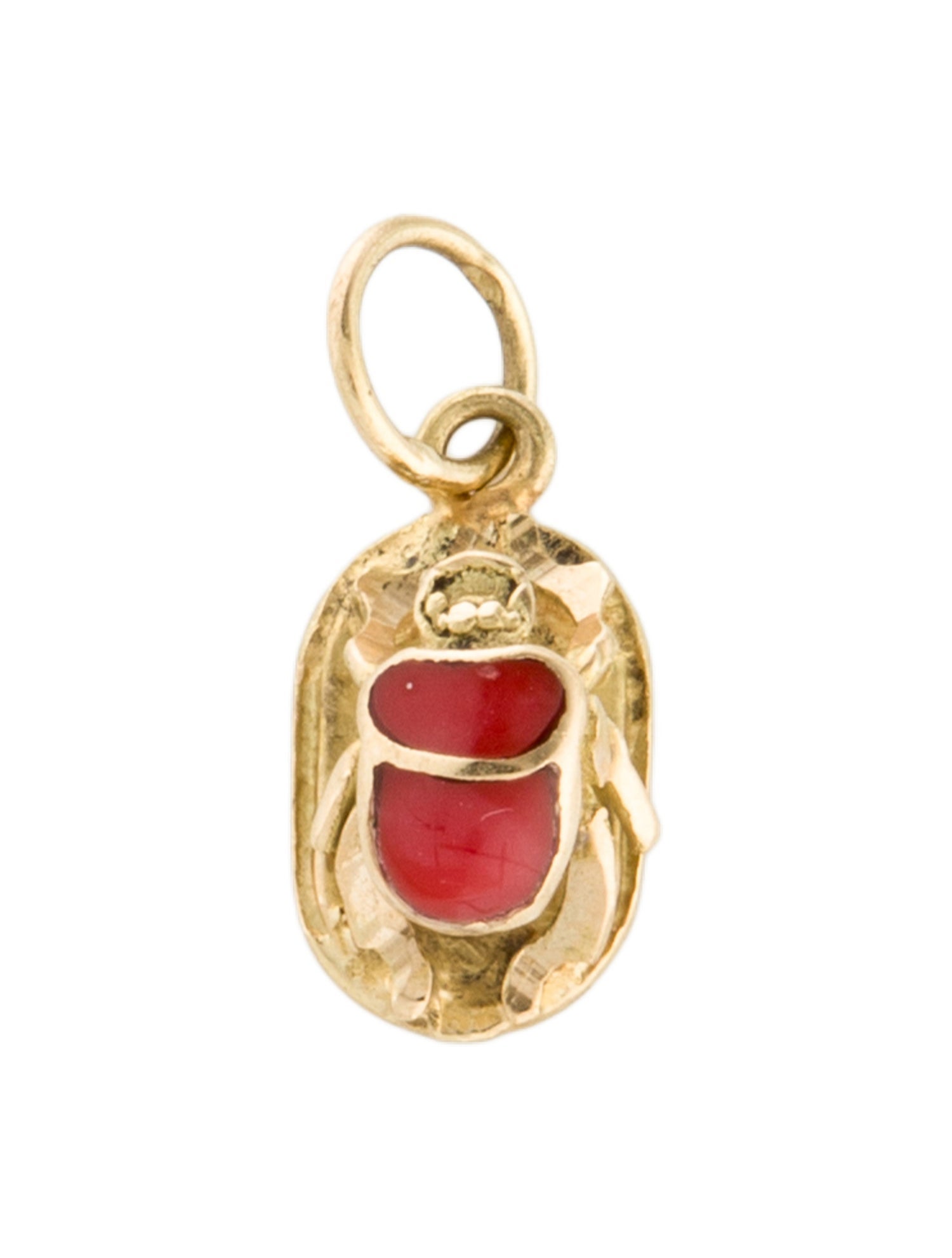 Brooch 18K Enamel Scarab Charm Pendant