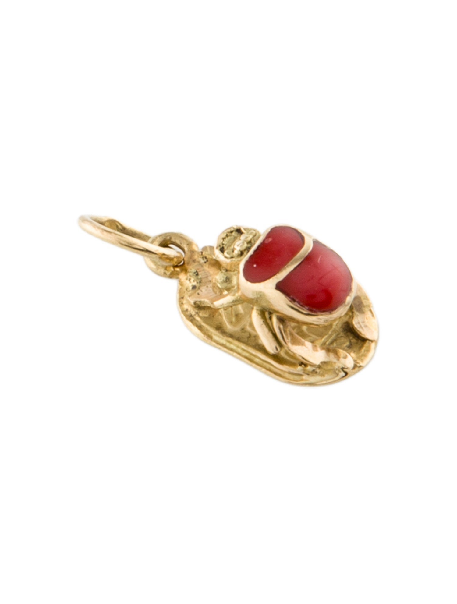 Brooch 18K Enamel Scarab Charm Pendant