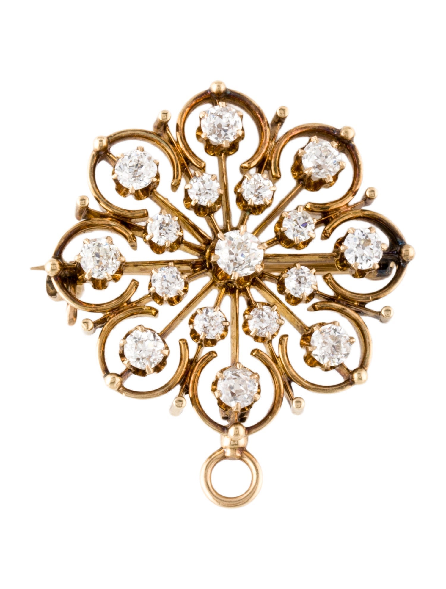 Brooch Vintage 14K Diamond Convertible Pendant Brooch