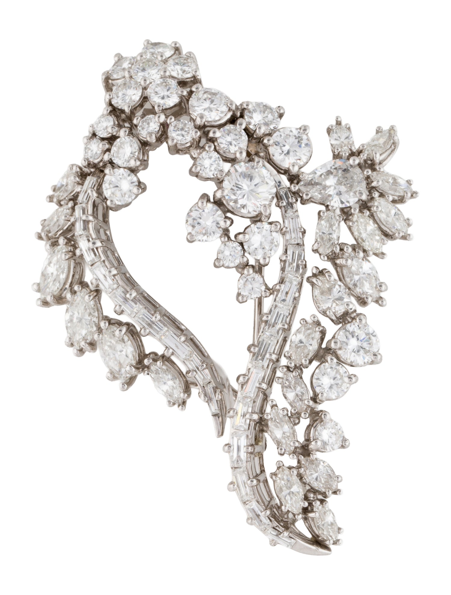 Brooch 18K 6.97ctw Diamond Cluster Floral Convertible Pendant