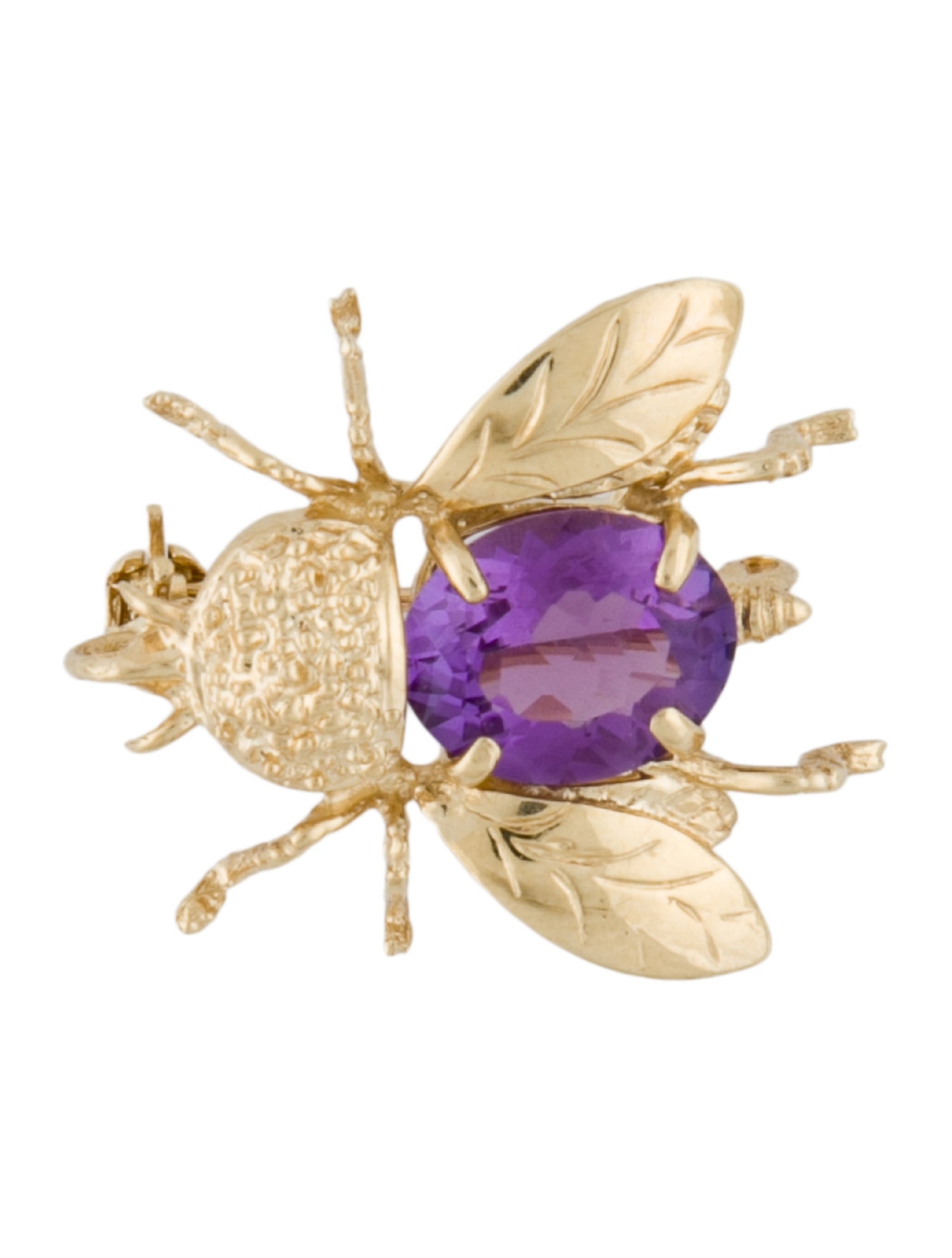 Brooch 14K 2.06ct Amethyst Bee Pin