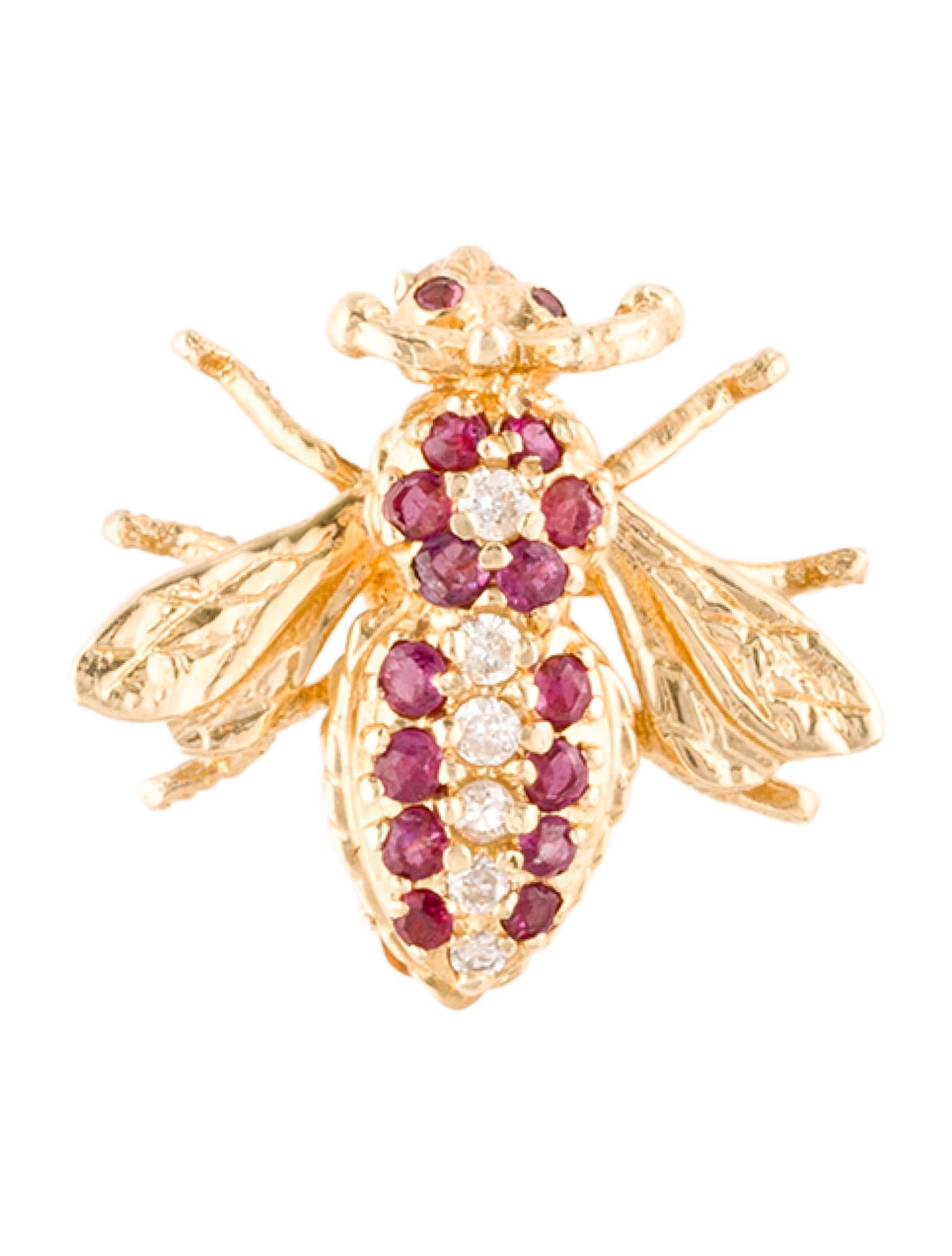 Brooch 14K Ruby & Diamond Fly Pin