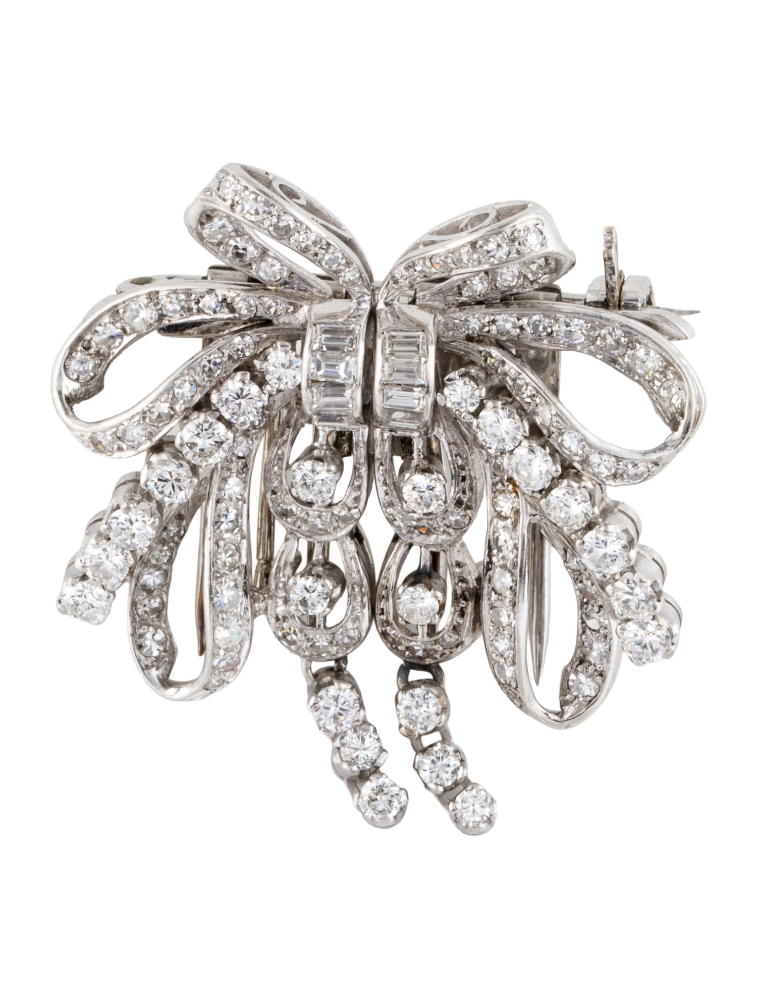 Brooch Vintage Platinum 2.17ctw Diamond Convertible Dress Clip