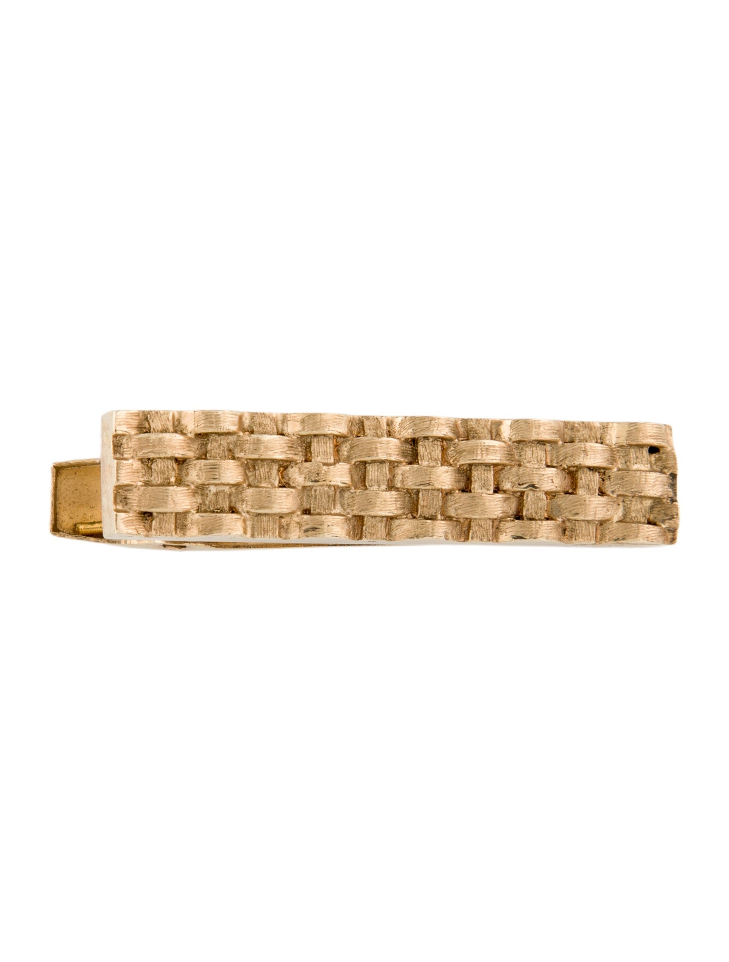 Brooch 14K Woven Textured Tie Clip