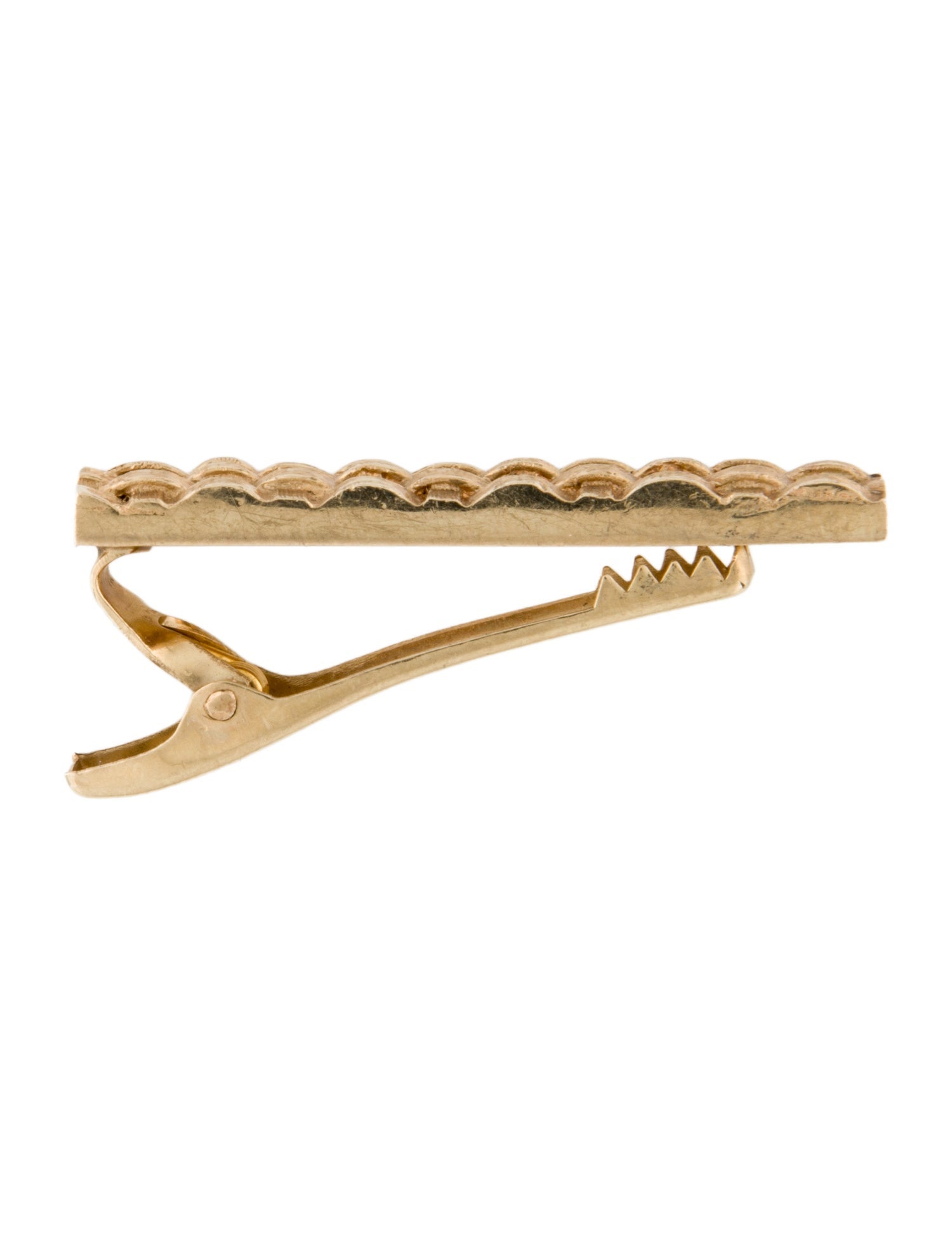 Brooch 14K Woven Textured Tie Clip