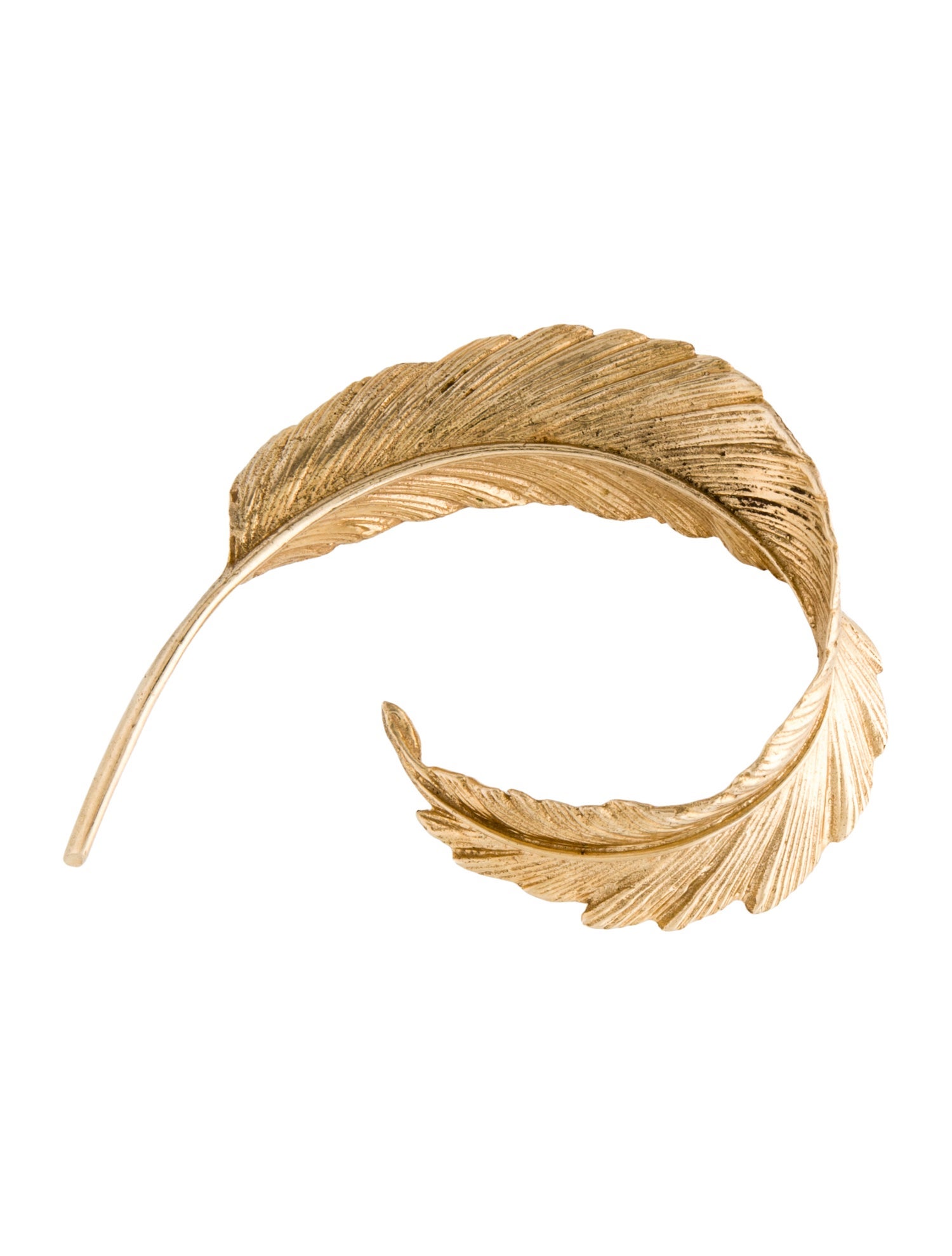 Brooch 14K Curved Feather Brooch