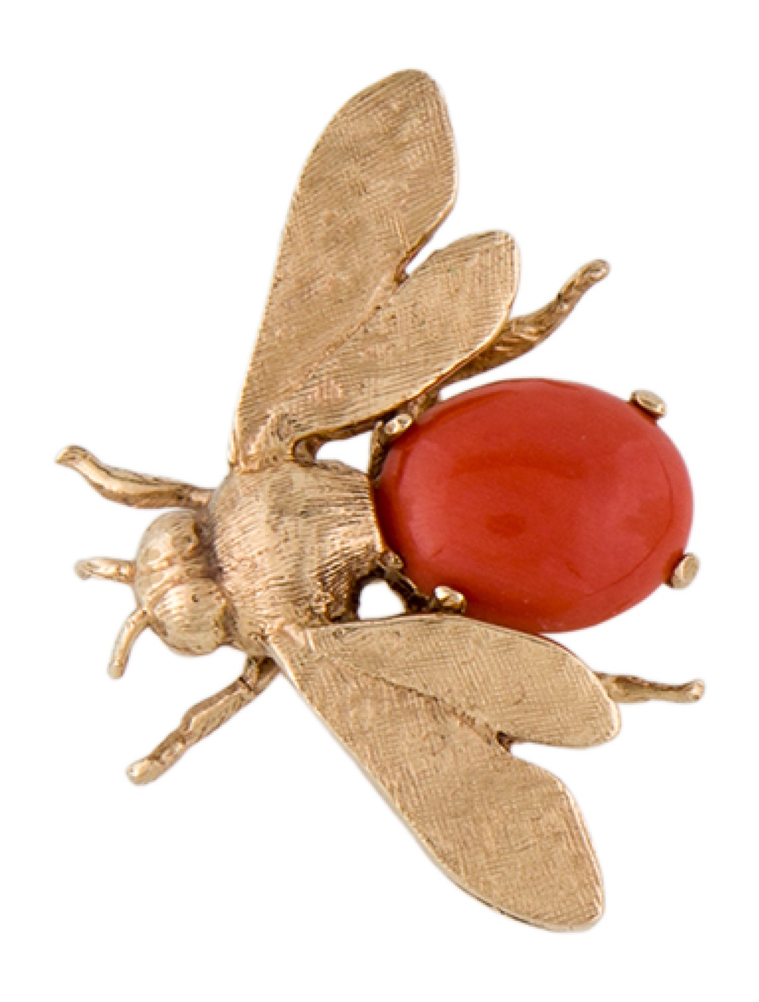 Brooch 14K Coral Bee