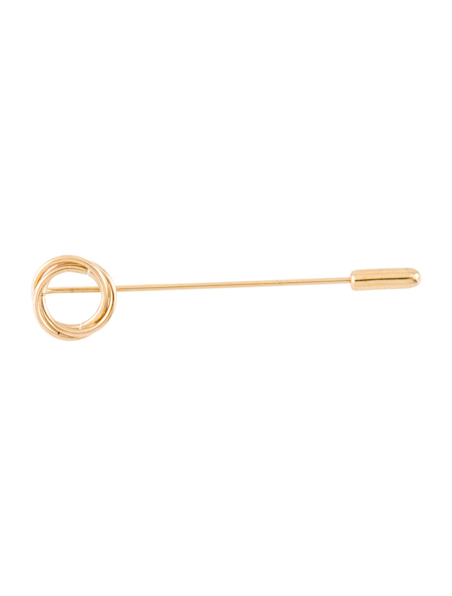 Brooch 14K Interlocking Circles Stick Pin
