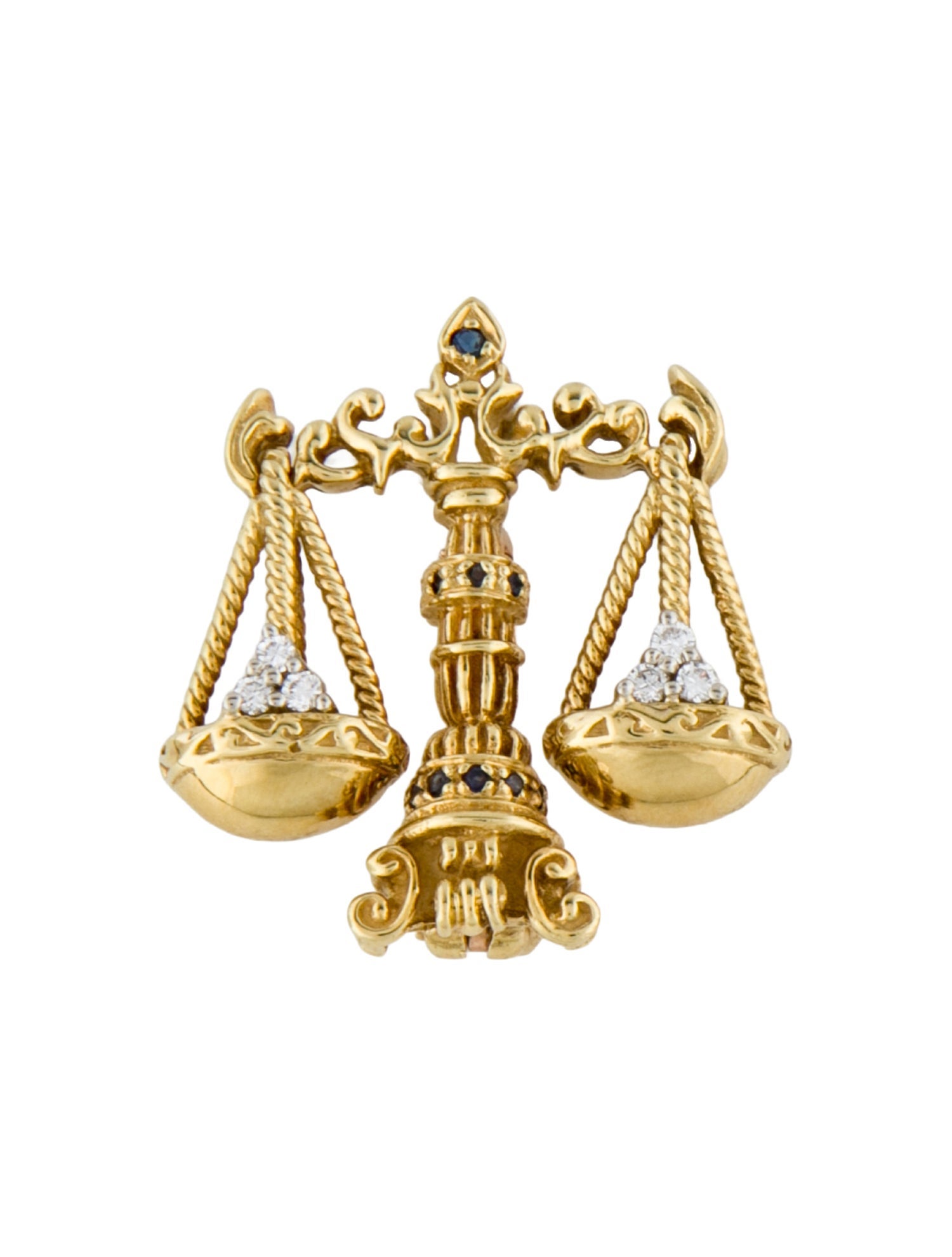 Brooch 18K Diamond Scales Of Justice Pendant