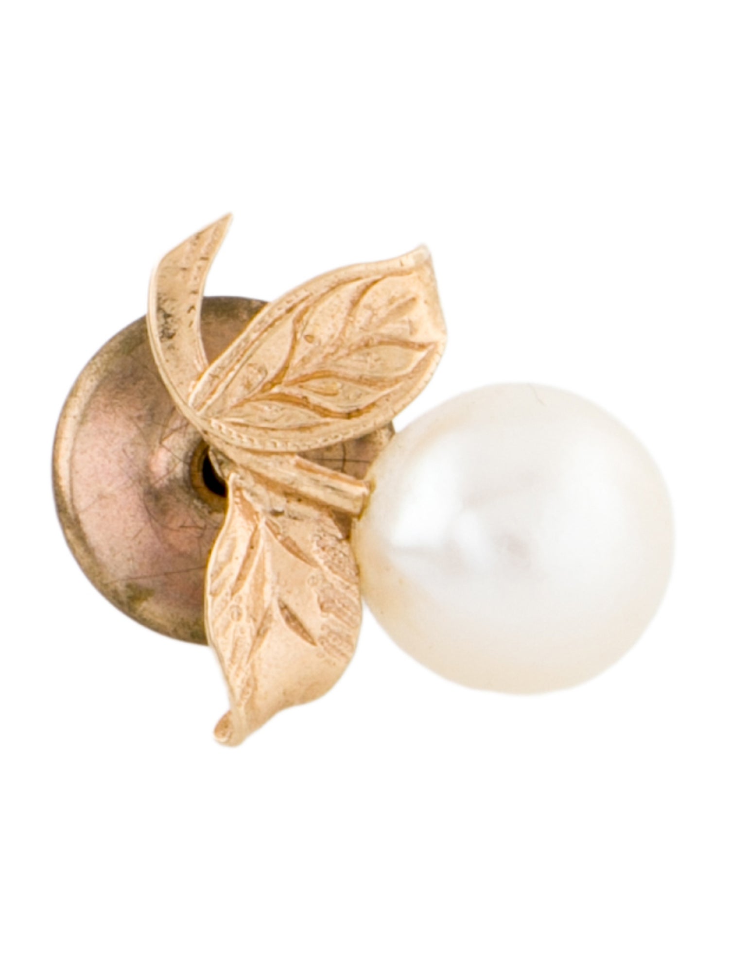 Brooch 14K Pearl Leaves Pin