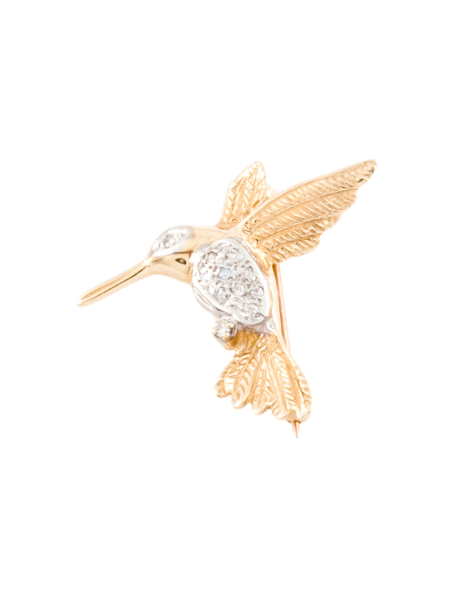 Brooch 14K Diamond Hummingbird