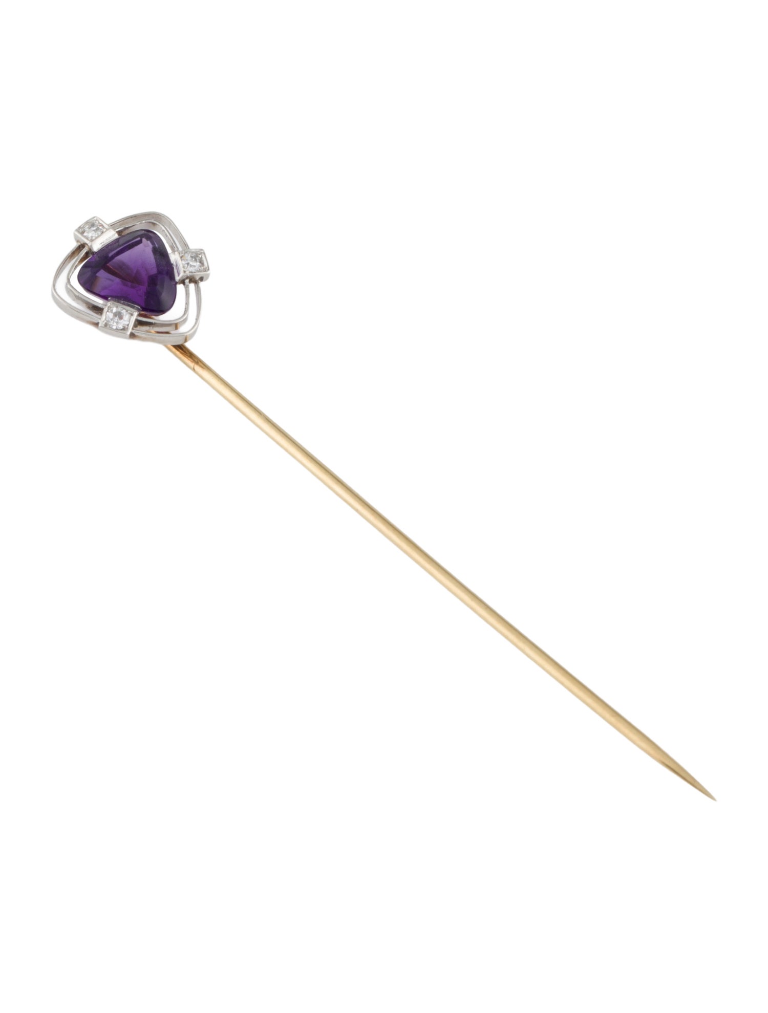 Brooch Edwardian Amethyst & Diamond Stick Pin