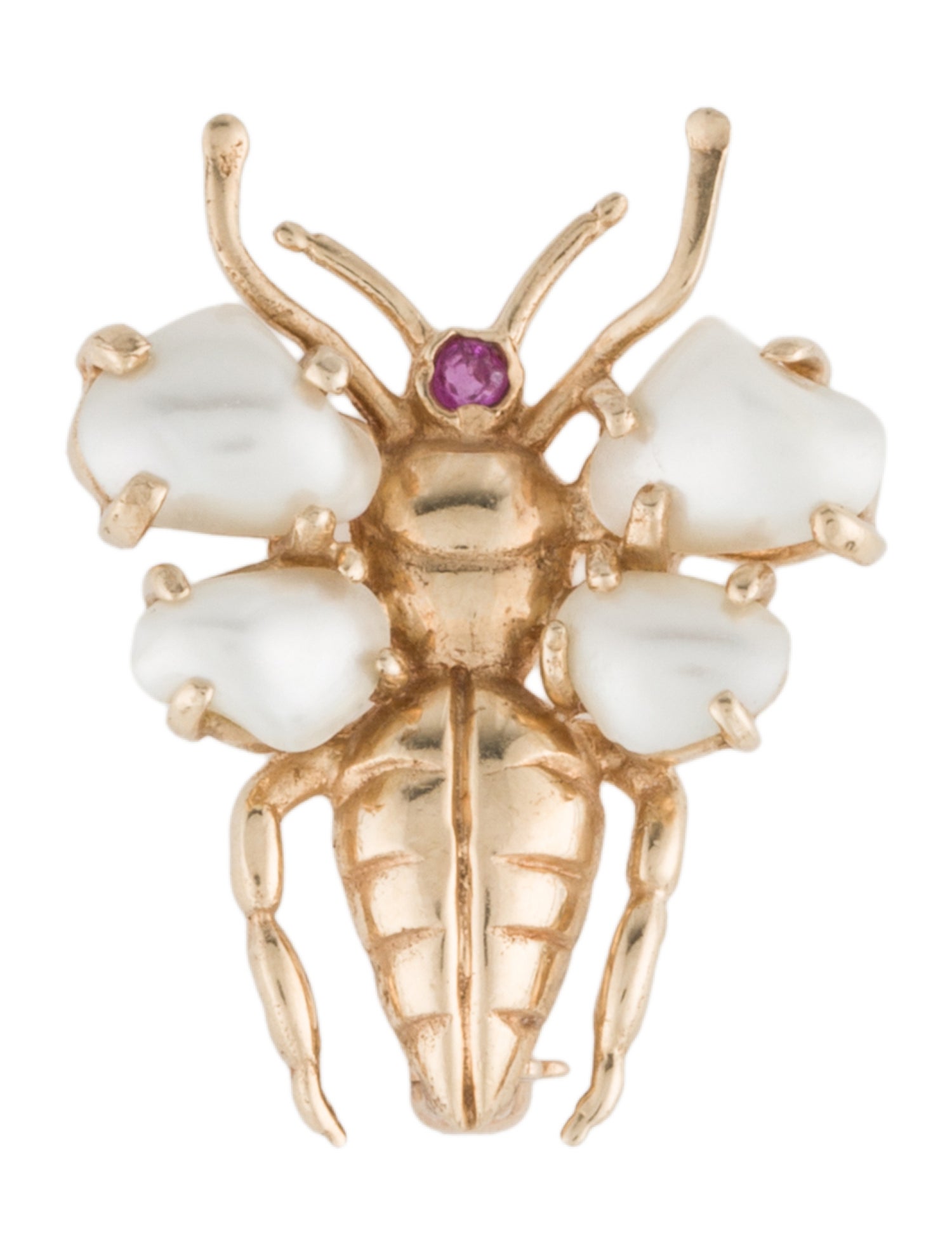 Brooch Pearl & Ruby Insect