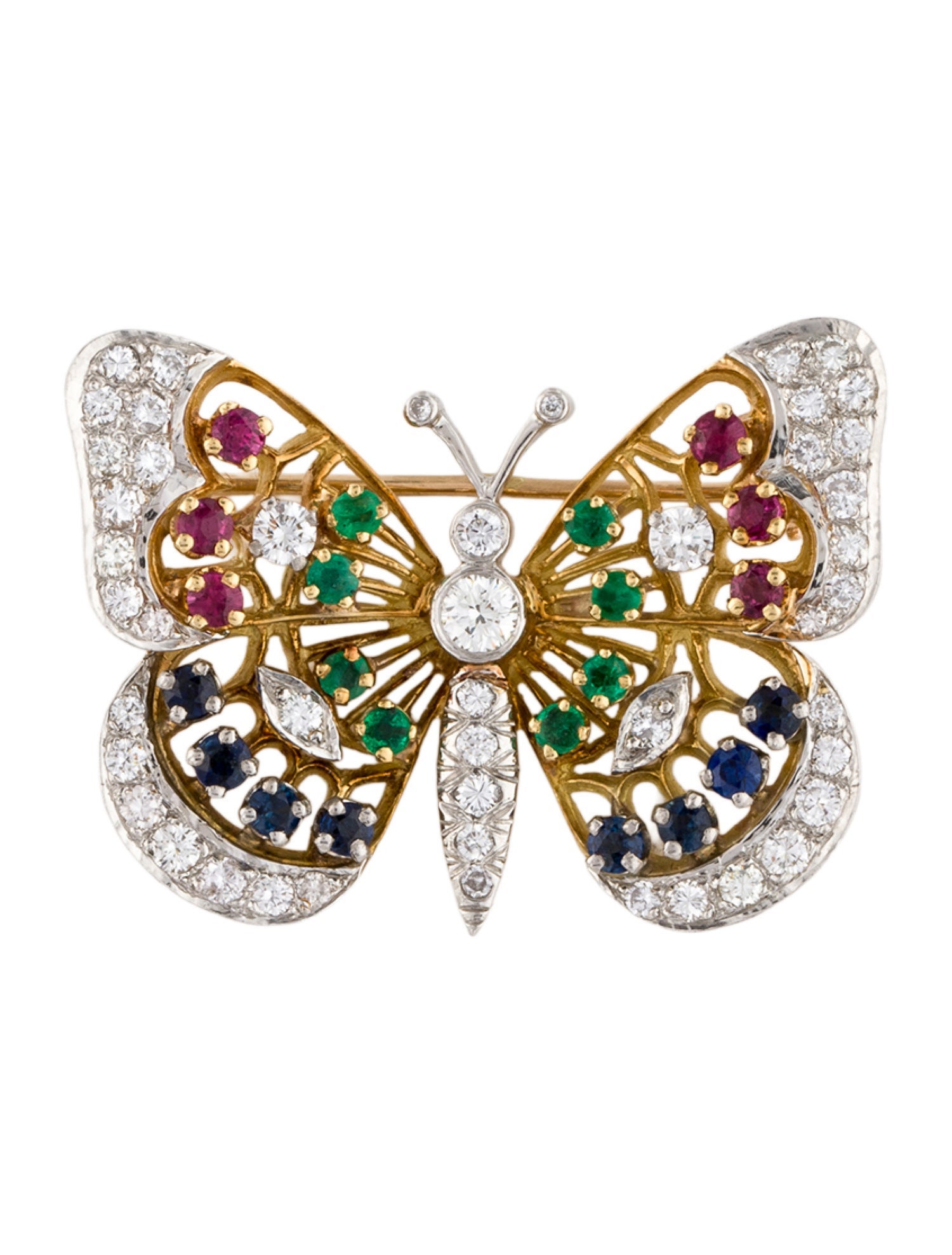 Brooch Multistone & Diamond Butterfly
