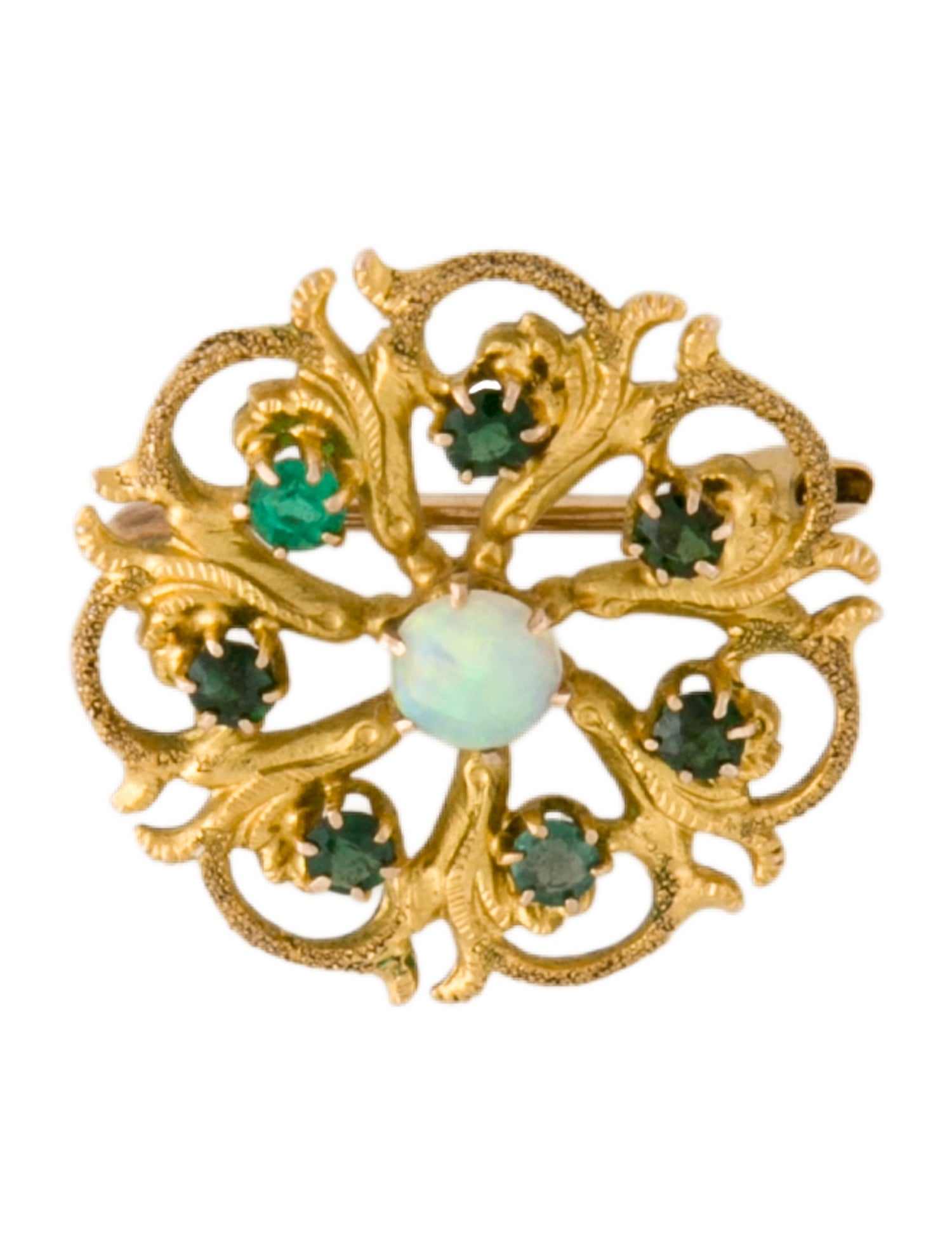 Brooch 14K Opal & Garnet Doublet