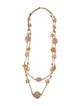 Barrera Crystal & Stone Double Strand Chain Station Necklace