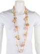 Barrera Crystal & Stone Double Strand Chain Station Necklace