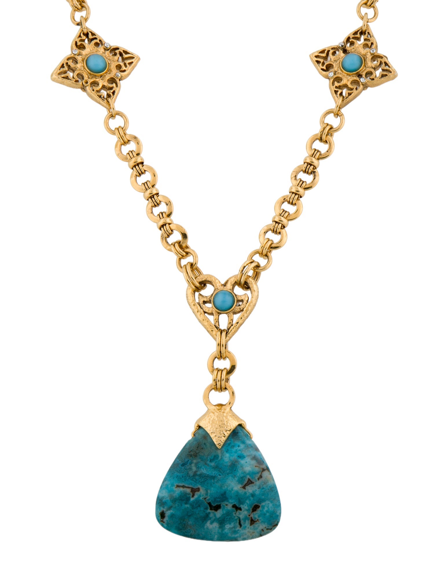 Barrera Blue Stone Station Pendant Necklace
