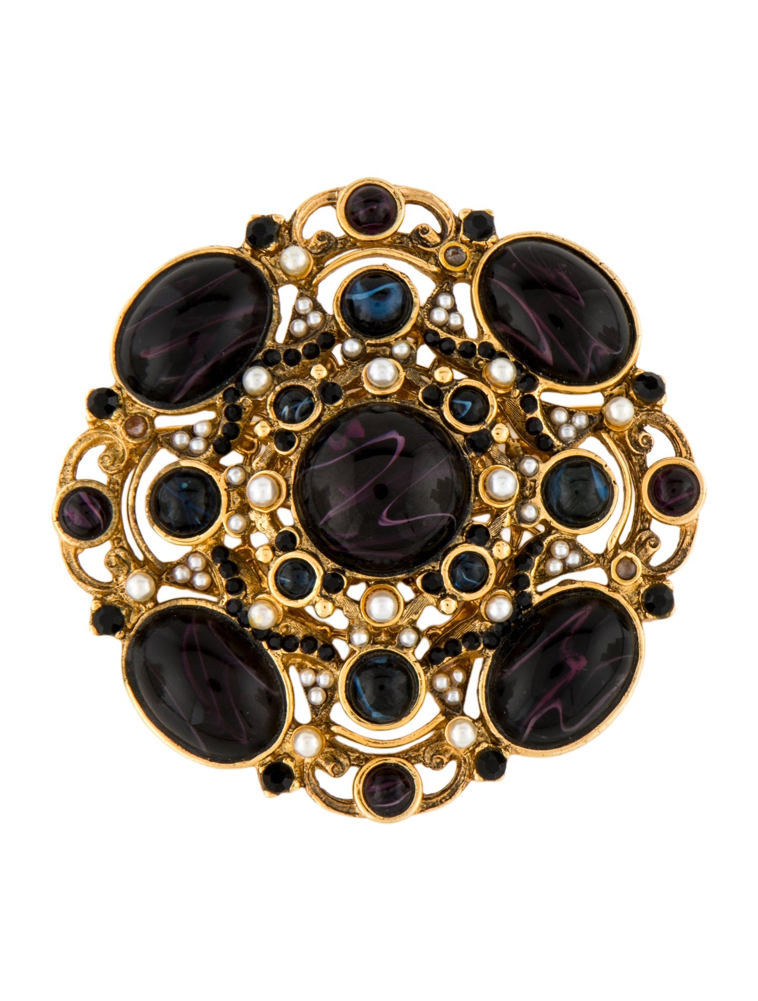 Barrera Faux Pearl & Resin Brooch Pin