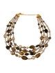 Barrera Faux Pearl, Brown Stone, Crystal & Bead MultiStrand Necklace