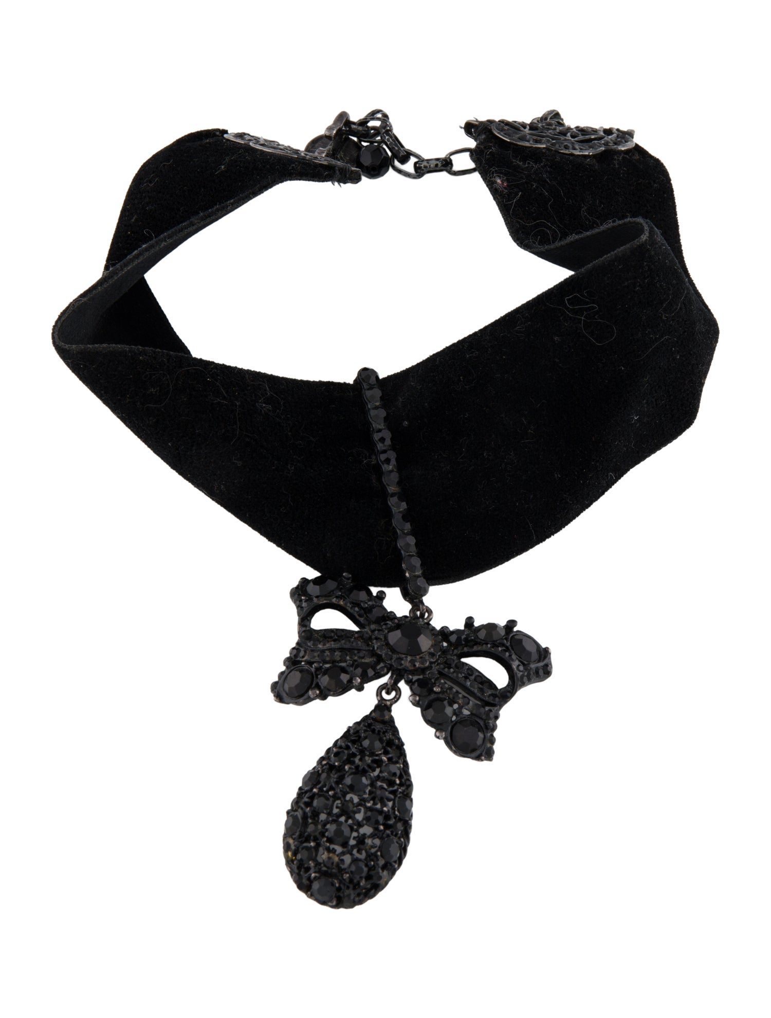 Barrera Crystal Fabric Pendant Choker Necklace