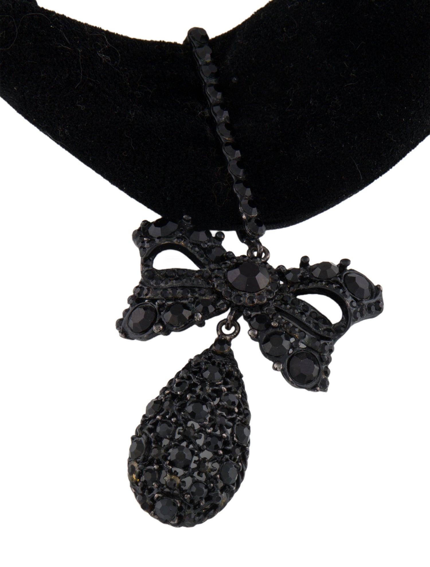 Barrera Crystal Fabric Pendant Choker Necklace