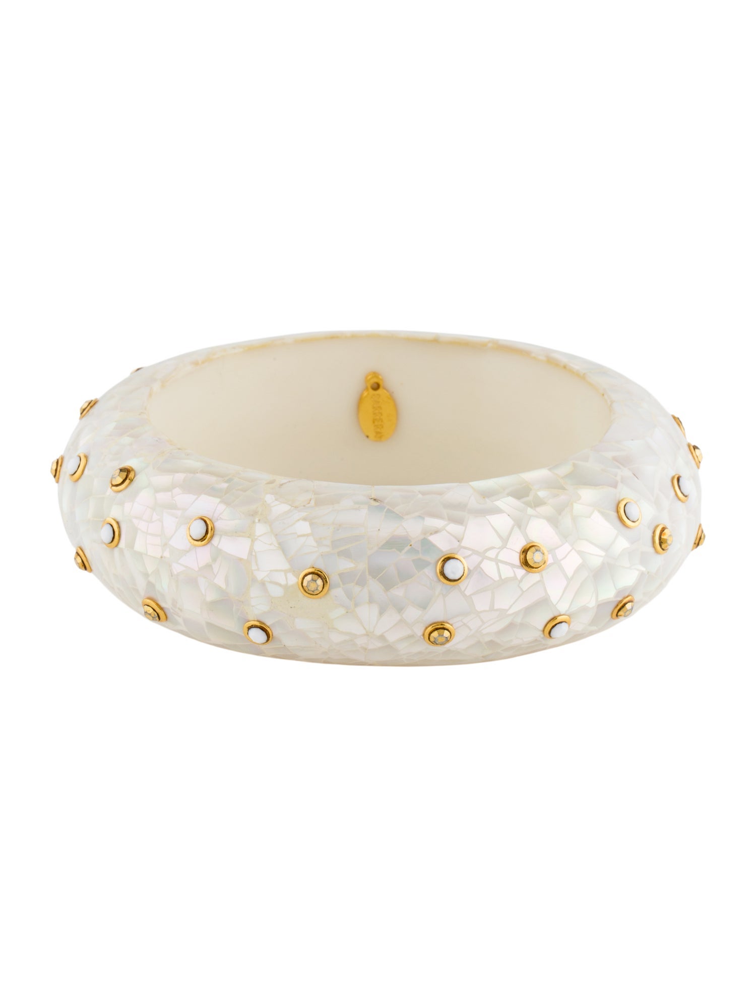 Barrera Mother Of Pearl Crystal & Resin Bangle Bracelet