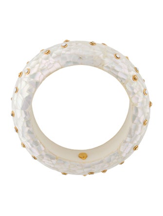 Barrera Mother Of Pearl Crystal & Resin Bangle Bracelet