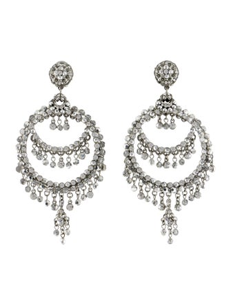 Barrera Crystal Clip On Drop Earrings
