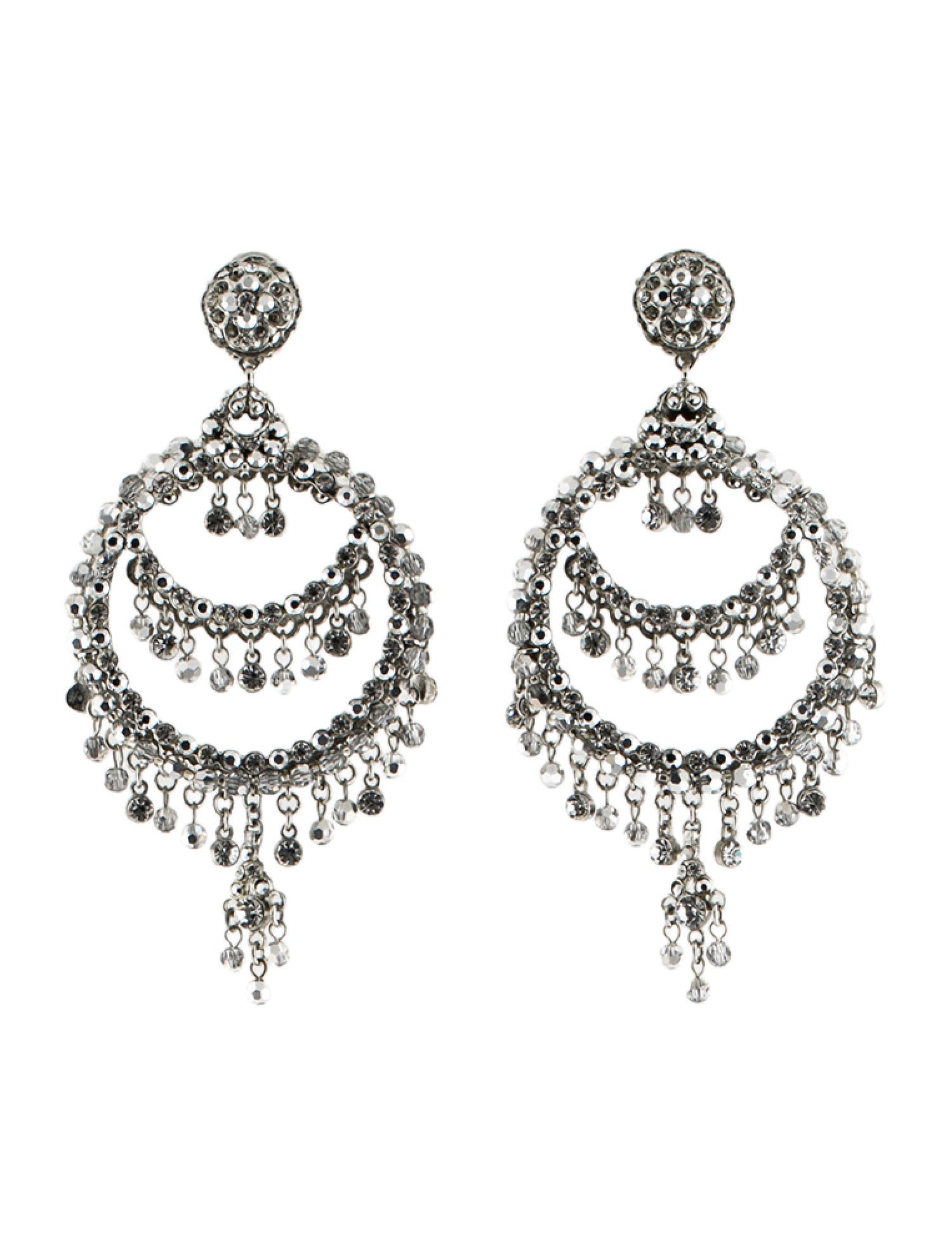 Barrera Crystal Clip On Drop Earrings