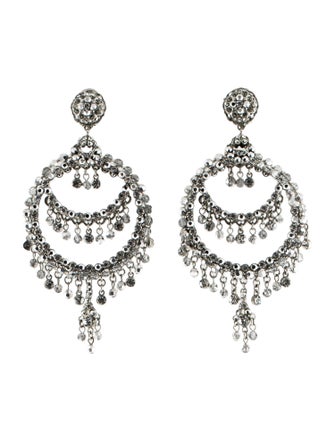 Barrera Crystal Clip On Drop Earrings
