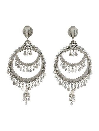 Barrera Crystal Clip On Drop Earrings