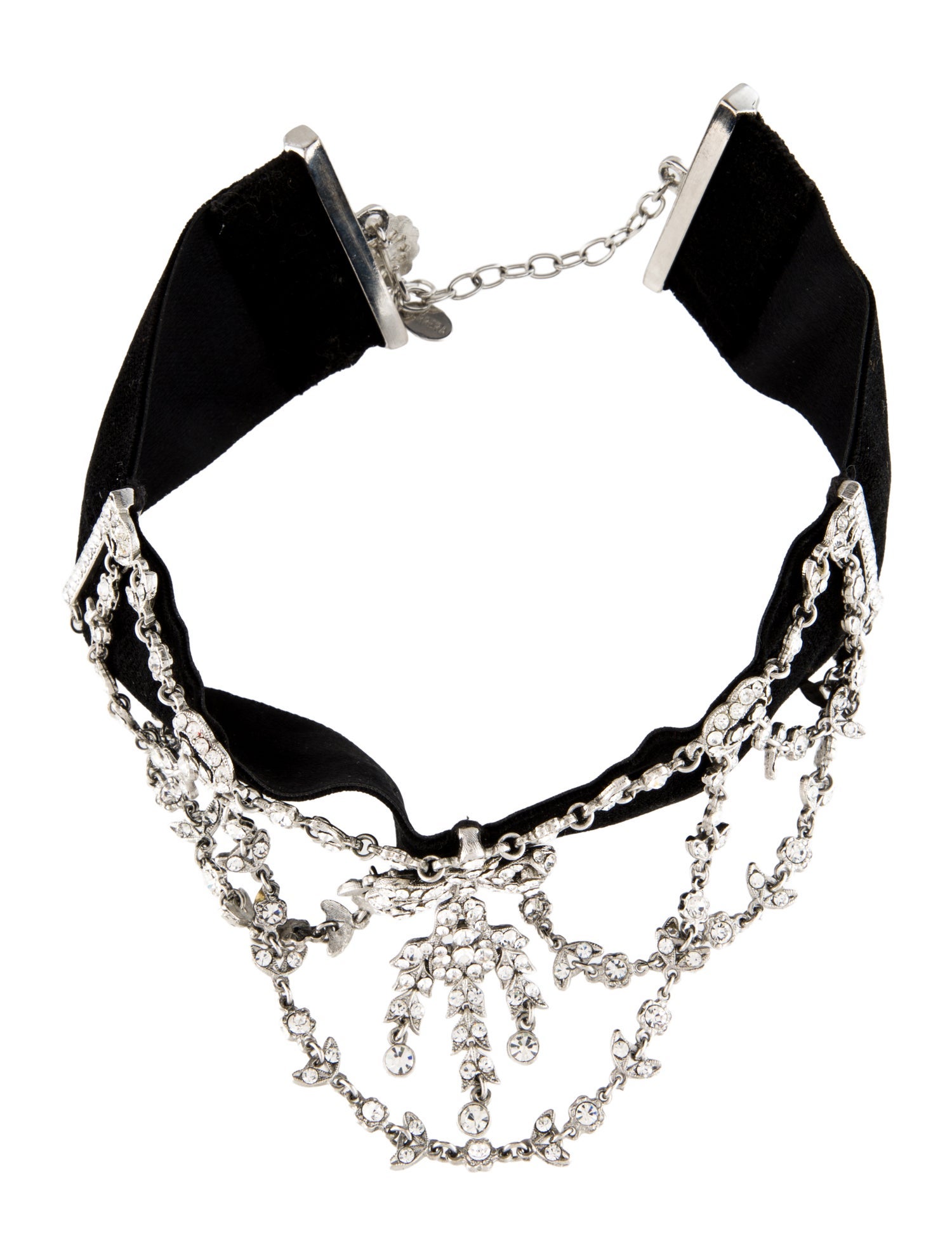 Barrera Crystal & Fabric Choker Necklace