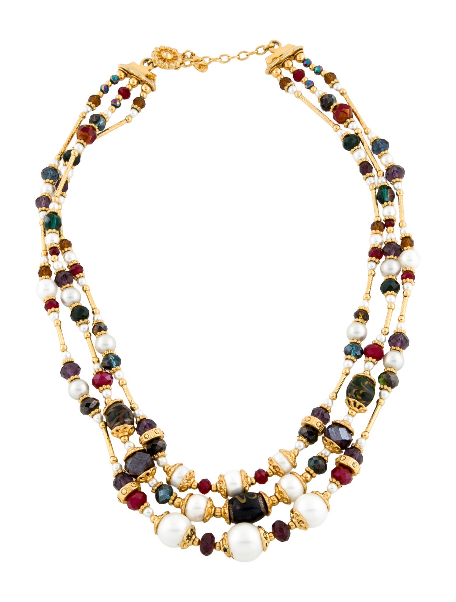 Barrera Faux Pearl, Crystal, & Resin Beaded Multi-Strand Necklace