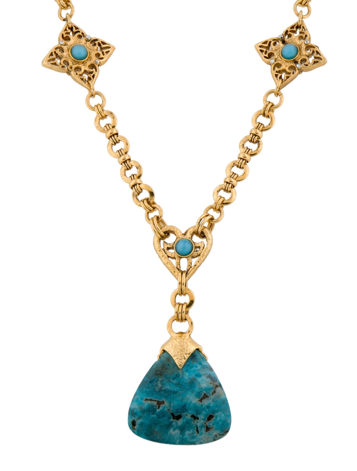 Barrera Blue Stone Station Pendant Necklace