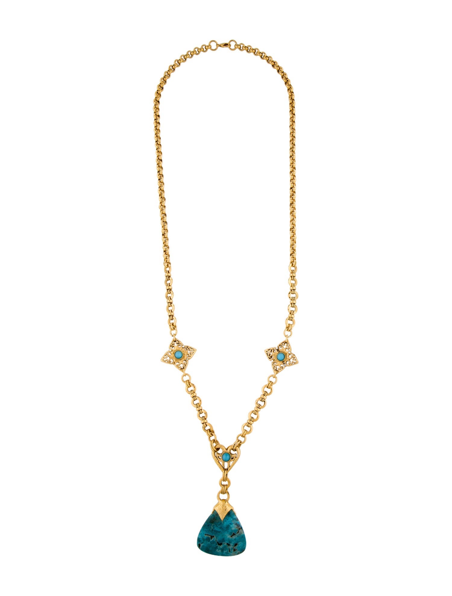 Barrera Blue Stone Station Pendant Necklace