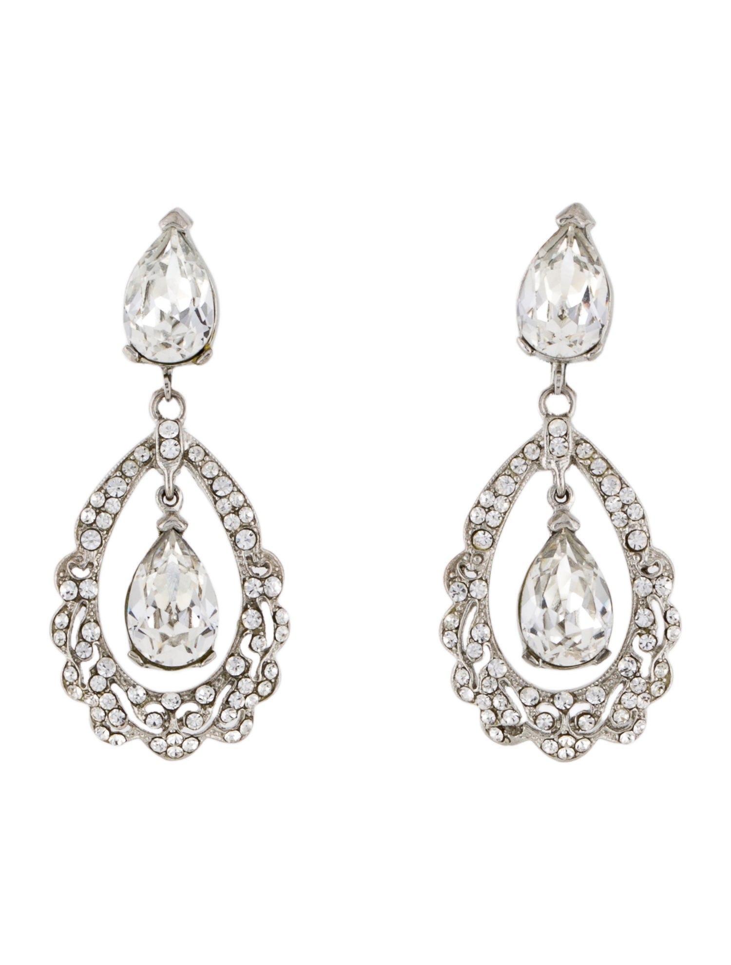 Barrera Crystal Drop Clip On Earrings