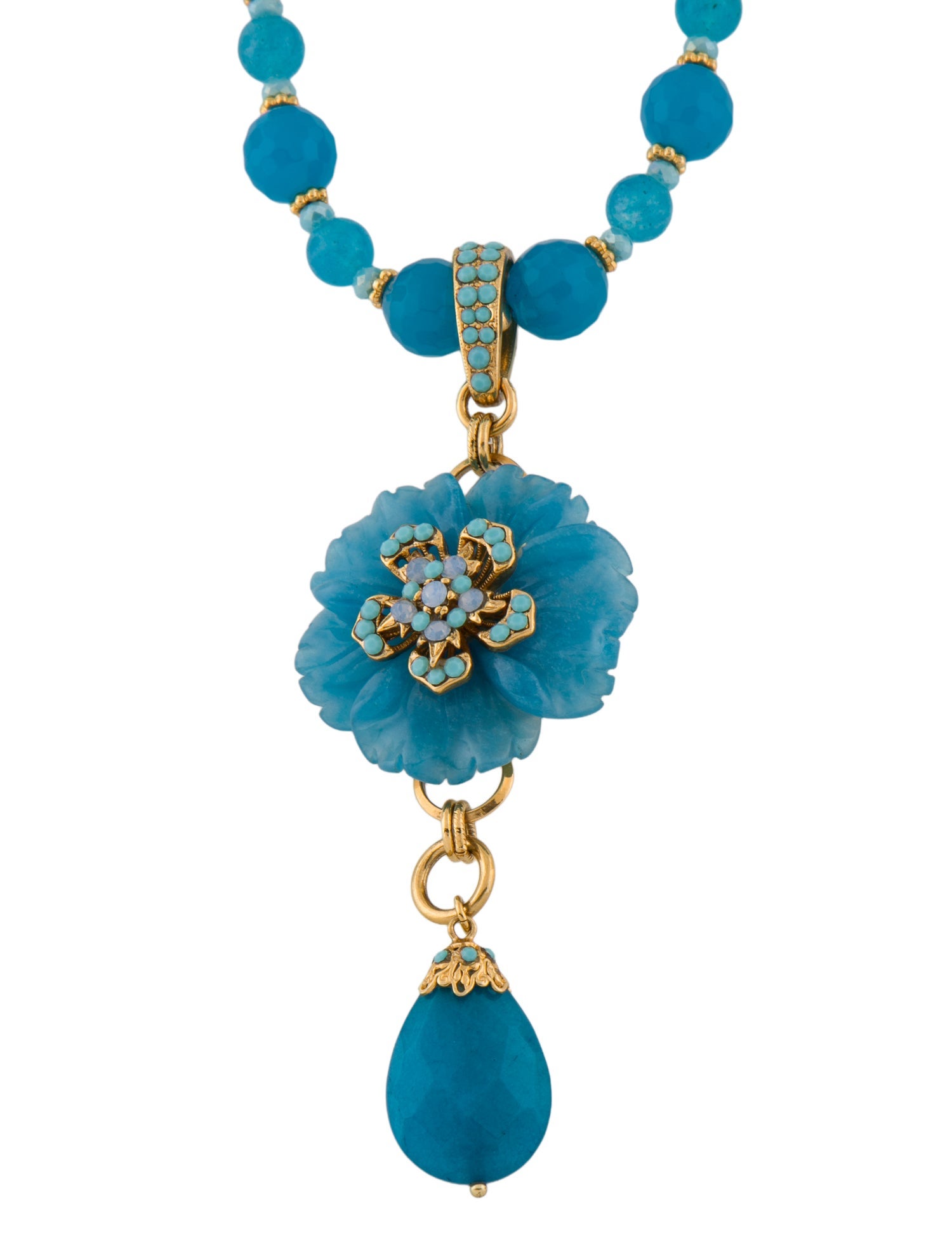 Barrera Stone & Crystal Beaded Pendant Necklace