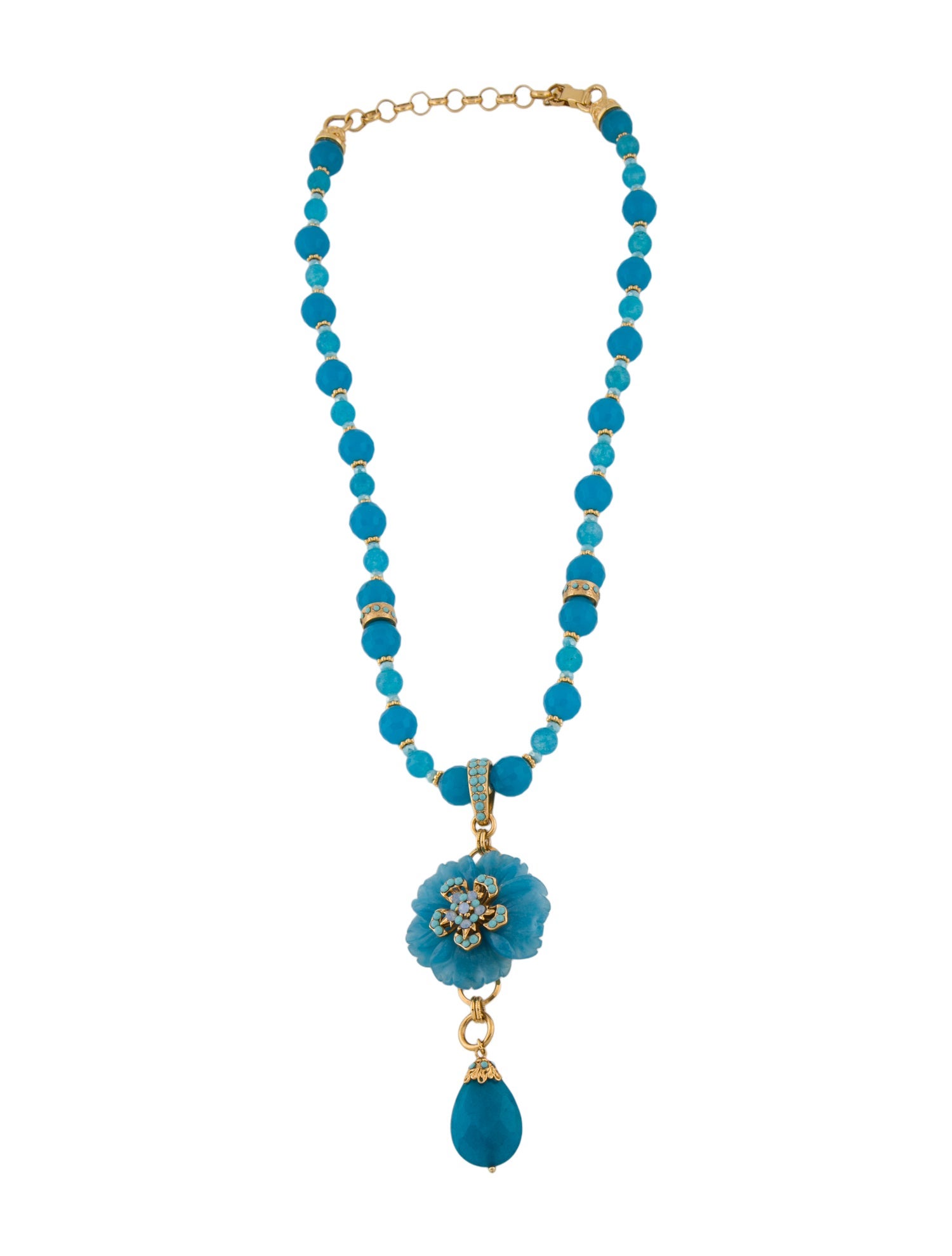 Barrera Stone & Crystal Beaded Pendant Necklace